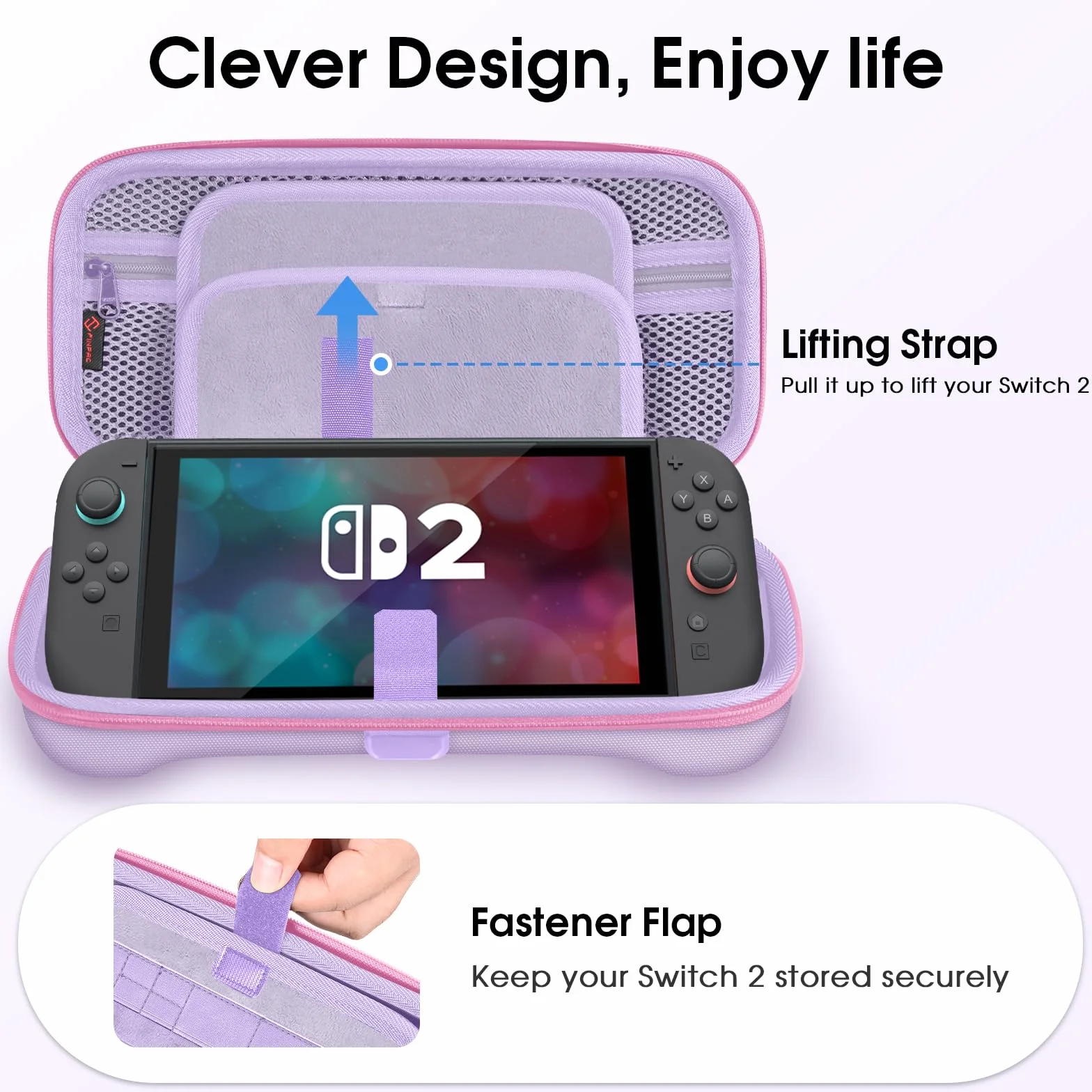 FINTIE Etui do przenoszenia na Nintendo Switch 2 (2025) – odporne na wstrząsy, twarda obudowa Switch 2, ochronna torba podróżna z 19 kartami do gier i 2 przegródkami na karty micro SD i kieszenią