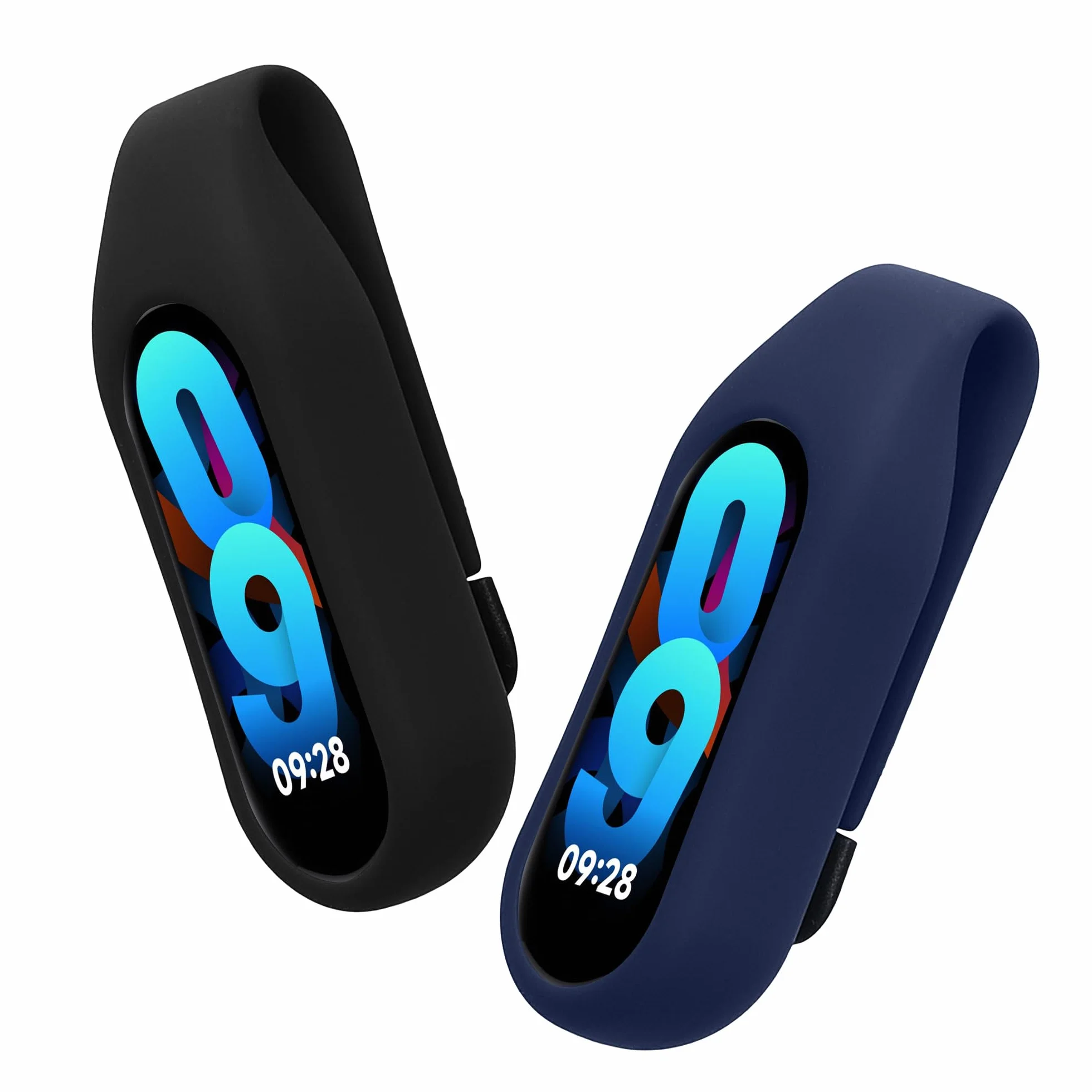 kwmobile 2 x uchwyty na klipsy kompatybilne z Xiaomi Mi Band 10/9 / 8 – zestaw zamienny z klipsem – czarny/ciemnoniebieski