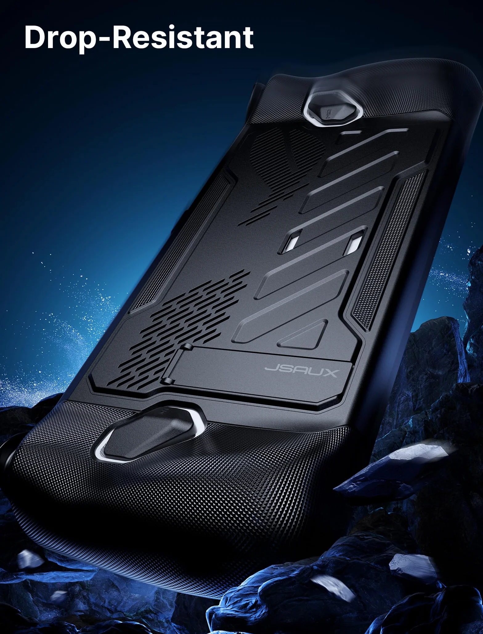 JSAUX ModCase do ROG Ally ze zdejmowaną osłoną przednią, pokrowcem ochronnym, metalowym uchwytem i paskiem, kompatybilny z ASUS ROG Ally, podstawowy zestaw akcesoriów, czarny PC0109