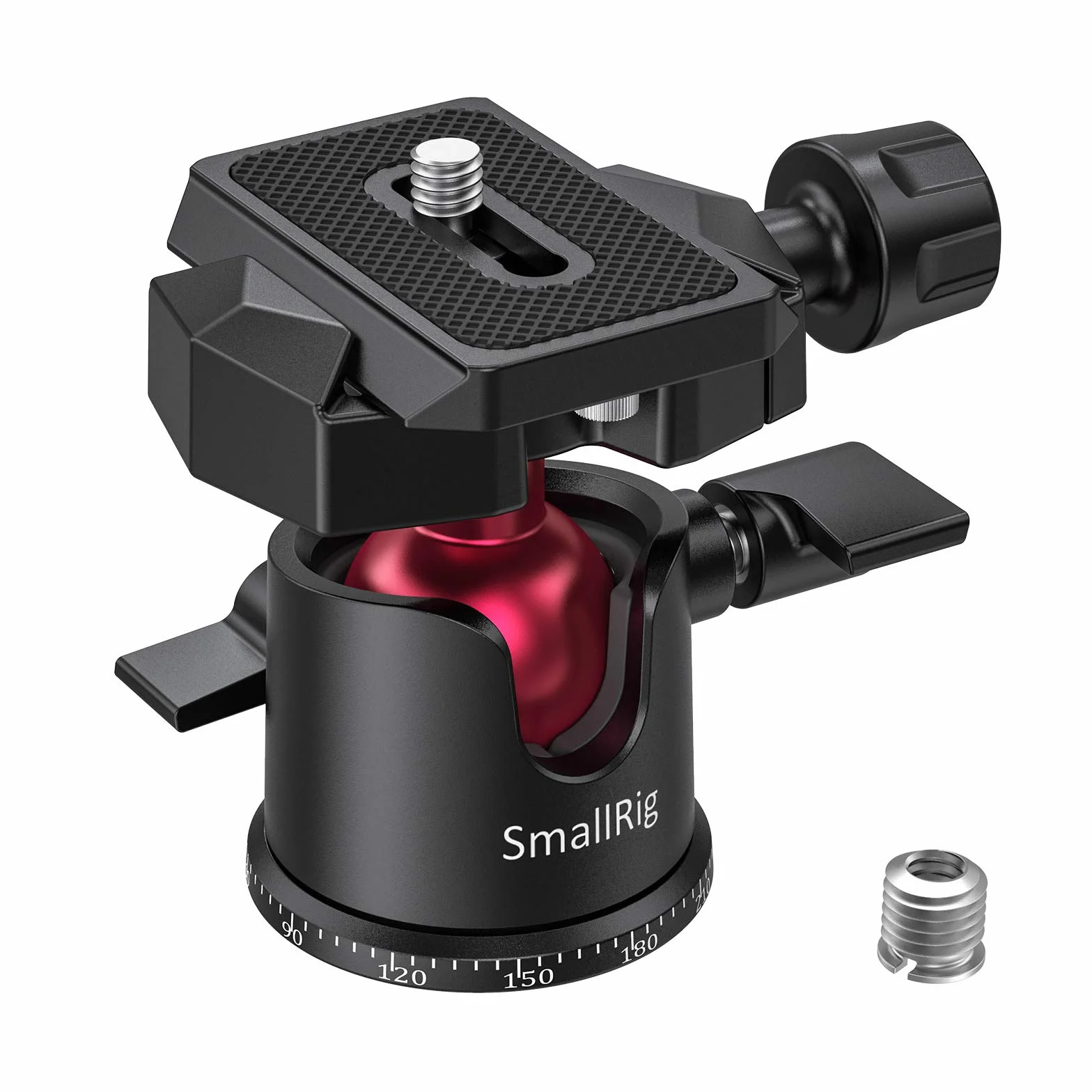SMALLRIG Mini Ball Head, Tripod Head Camera 360° Panoramic Obrotowa Głowica Kulowa 3/8" z Płytą Szybkośrubową 1/4" Obciążenie Statywu i Kamery, Monopod, dla Gopro, Phone, Max Load 4.4lbs - BUT2665