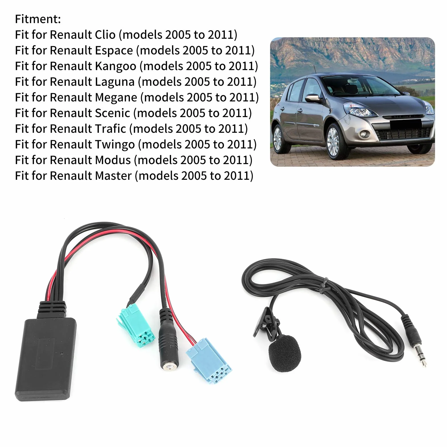 Tbest Gane, 3 Bluetooth, Kabel Aux 6Pin Kabel Audio Bluetooth Adapter Stereo Auxin Z Mikrofonem Pasuje Do/Espace/