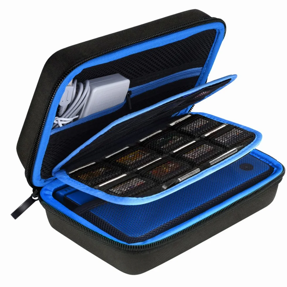 AUSTOR Twarda torba do przenoszenia do nowego 3DS XL czarna/niebieska, niebieski