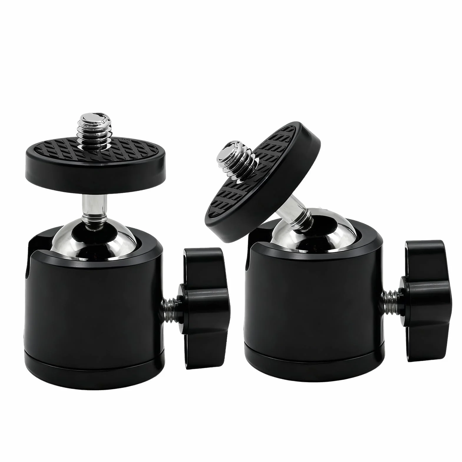 2 szt. Mini głowica obrotowa o 360°, głowica statywu 20 mm z 1/4 śrubami i zdejmowanym adapterem do statywów z mikrofonem monopodowym
