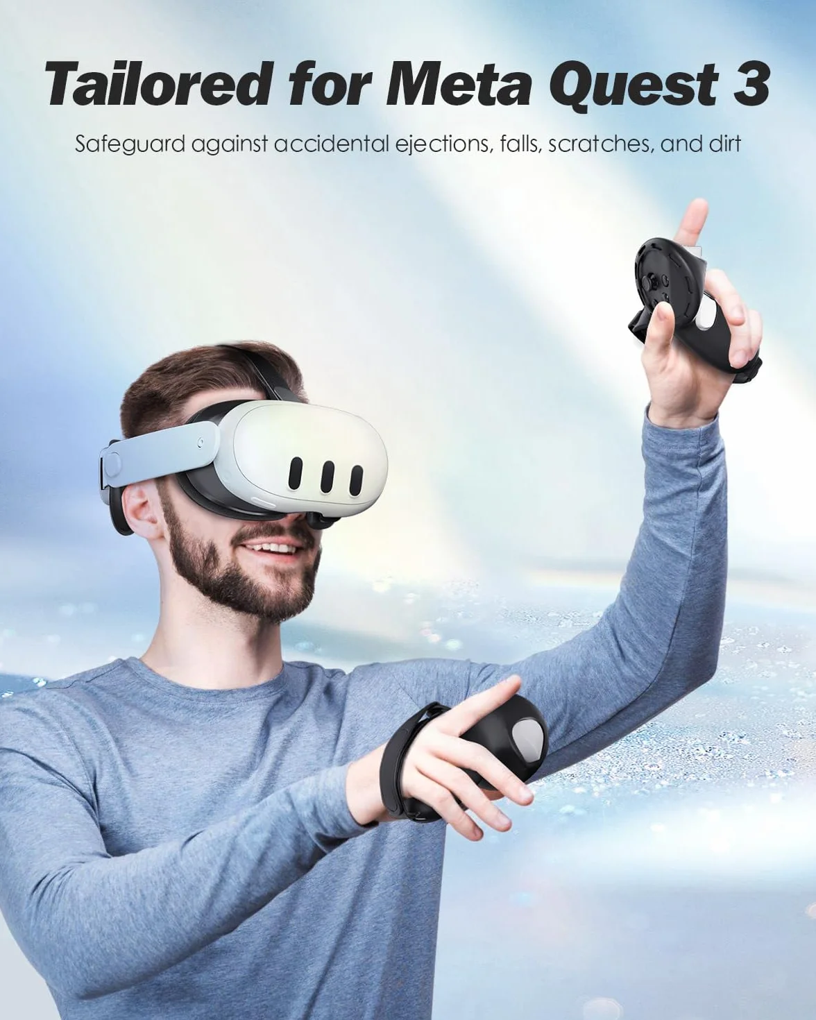 SUPERUS Ulepszona osłona uchwytów kontrolera dla Meta Quest 3, akcesoria VR kompatybilne z Oculus Quest 3