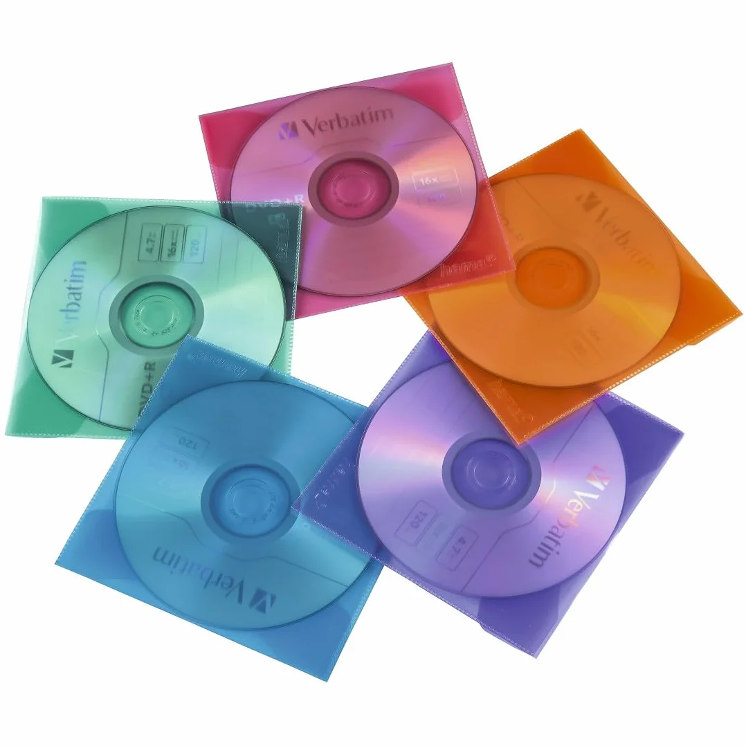 Hama Opakowania na płyty CD-ROM-/DVD-ROM (50 sztuk, PP, 12,7x12,7x0,03 cm) czerwony/fioletowy/niebieski/zielony/pomarańczowy