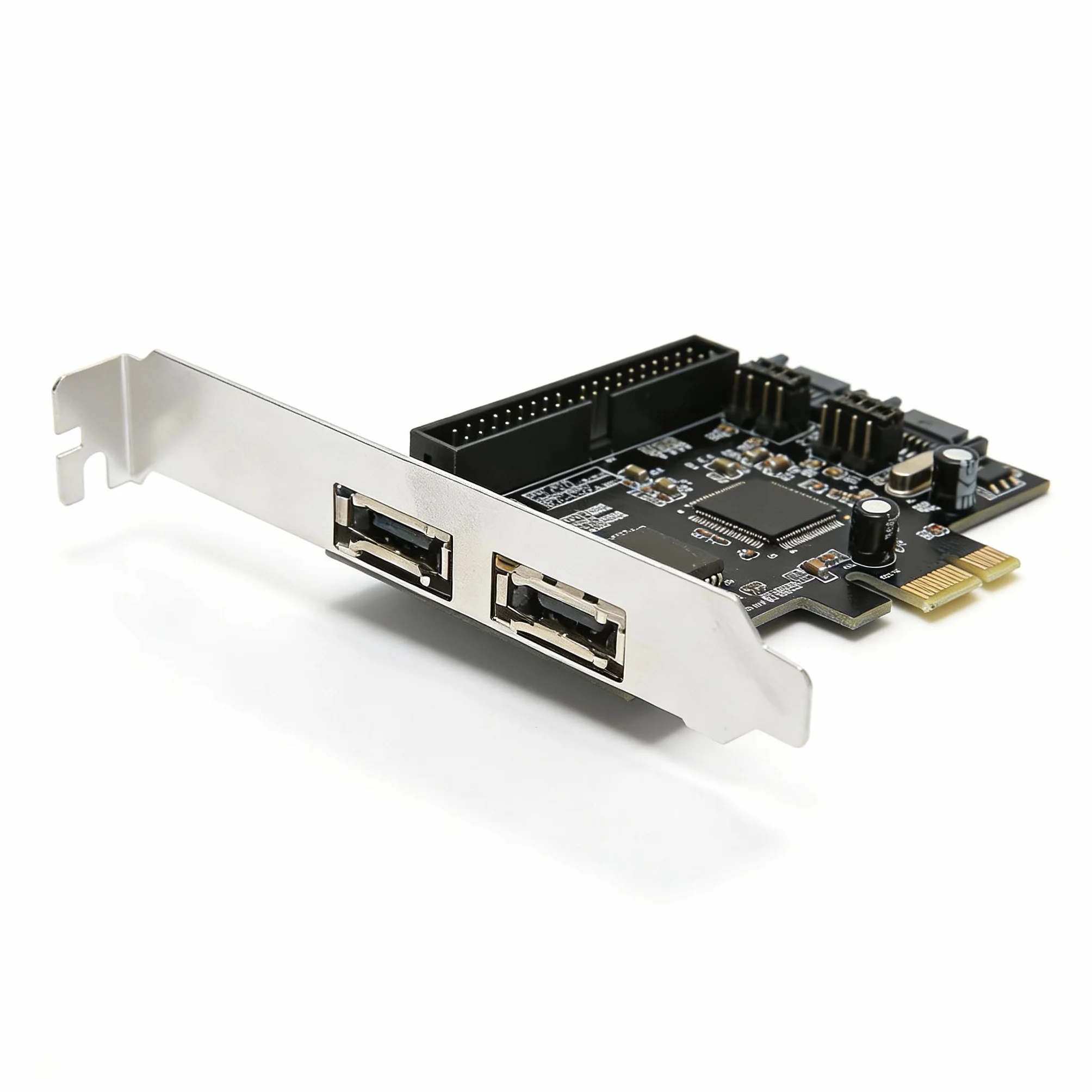 Karta Adaptera SATA IDE PCI-E, Karta Adaptera 3Gb / S PCIe na SATA ESATA IDE PCB Konwerter Sieciowy ze Sterownikiem CD, Konwerter PCIe na 2 * SATA 2 * ESATA IDE Adapter