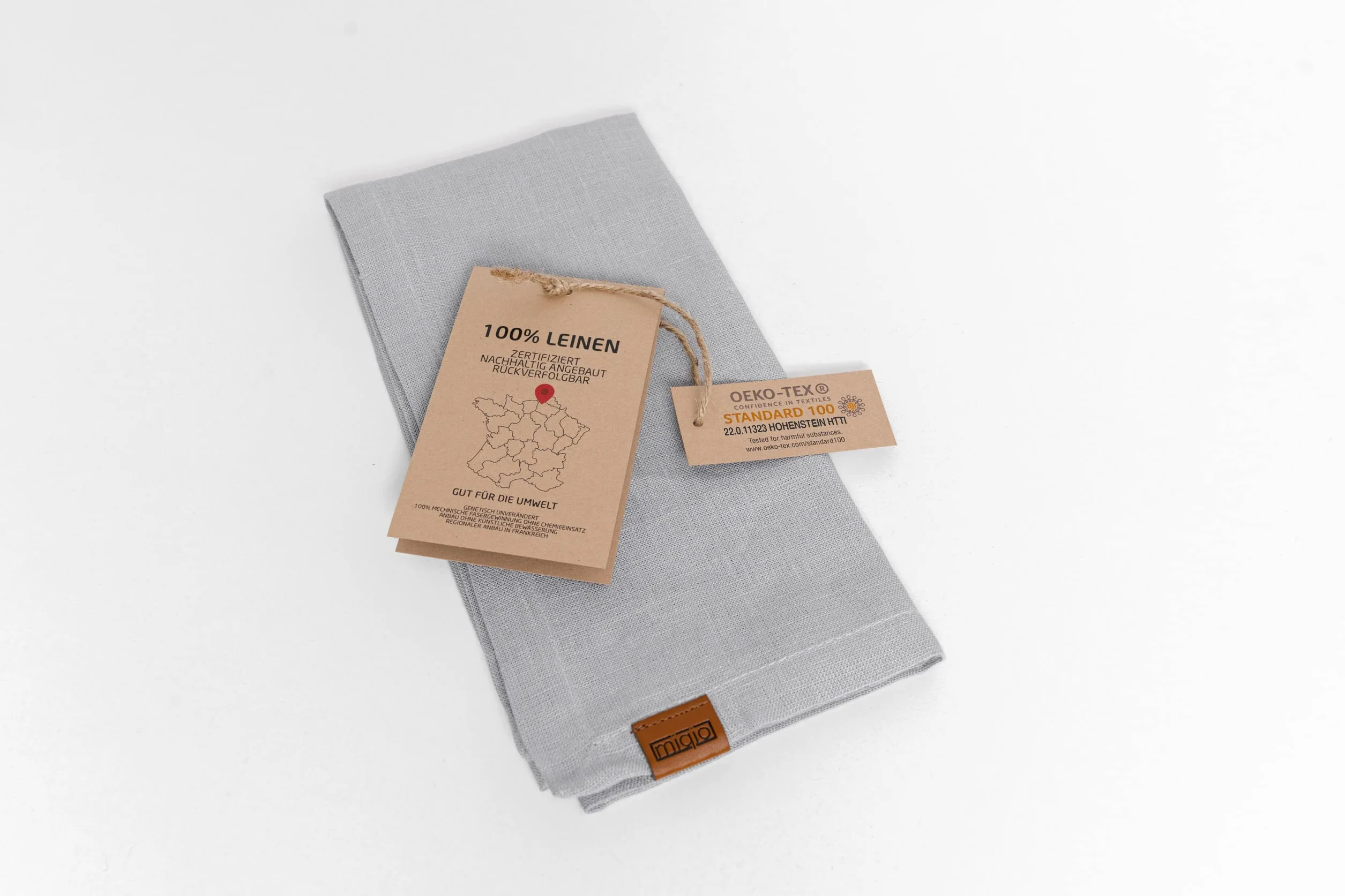 Miqio Design Leinenservietten 100% Leinen aus Frankreich 6er Set Stoffservietten elfenbeinfarben