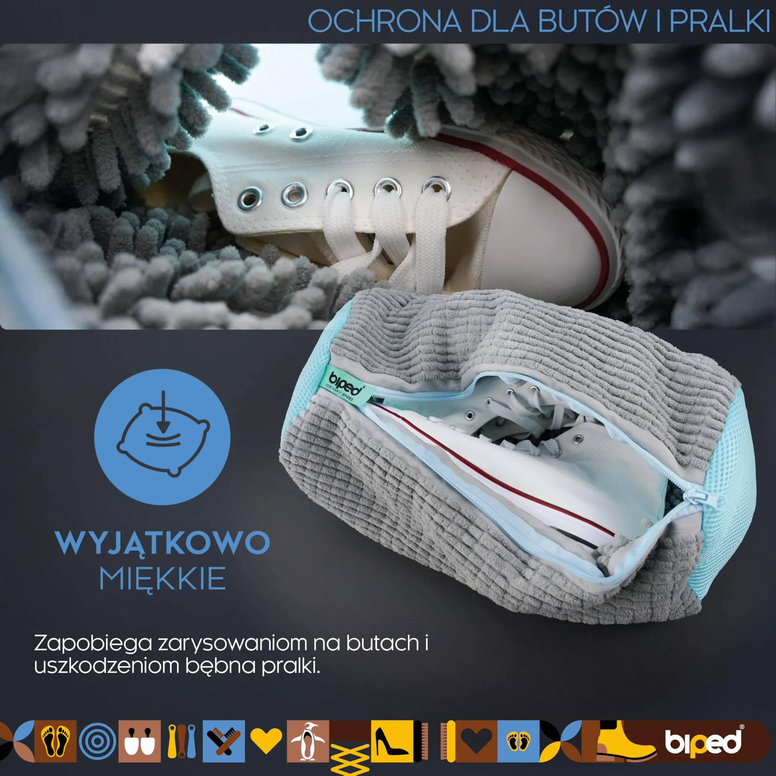 Biped worek do prania butów wielokrotnego użytku szary