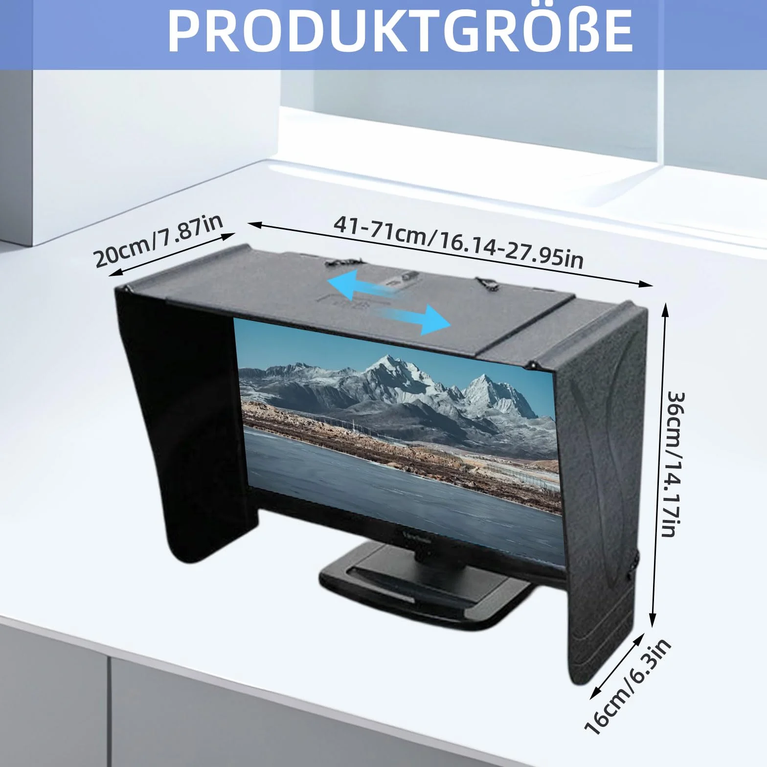 Osłona monitora, ochrona przed słońcem, ochrona przed słońcem do laptopów, regulowana osłona monitora, składana osłona, zapewnia ochronę prywatności, pasuje do praktycznie wszystkich laptopów