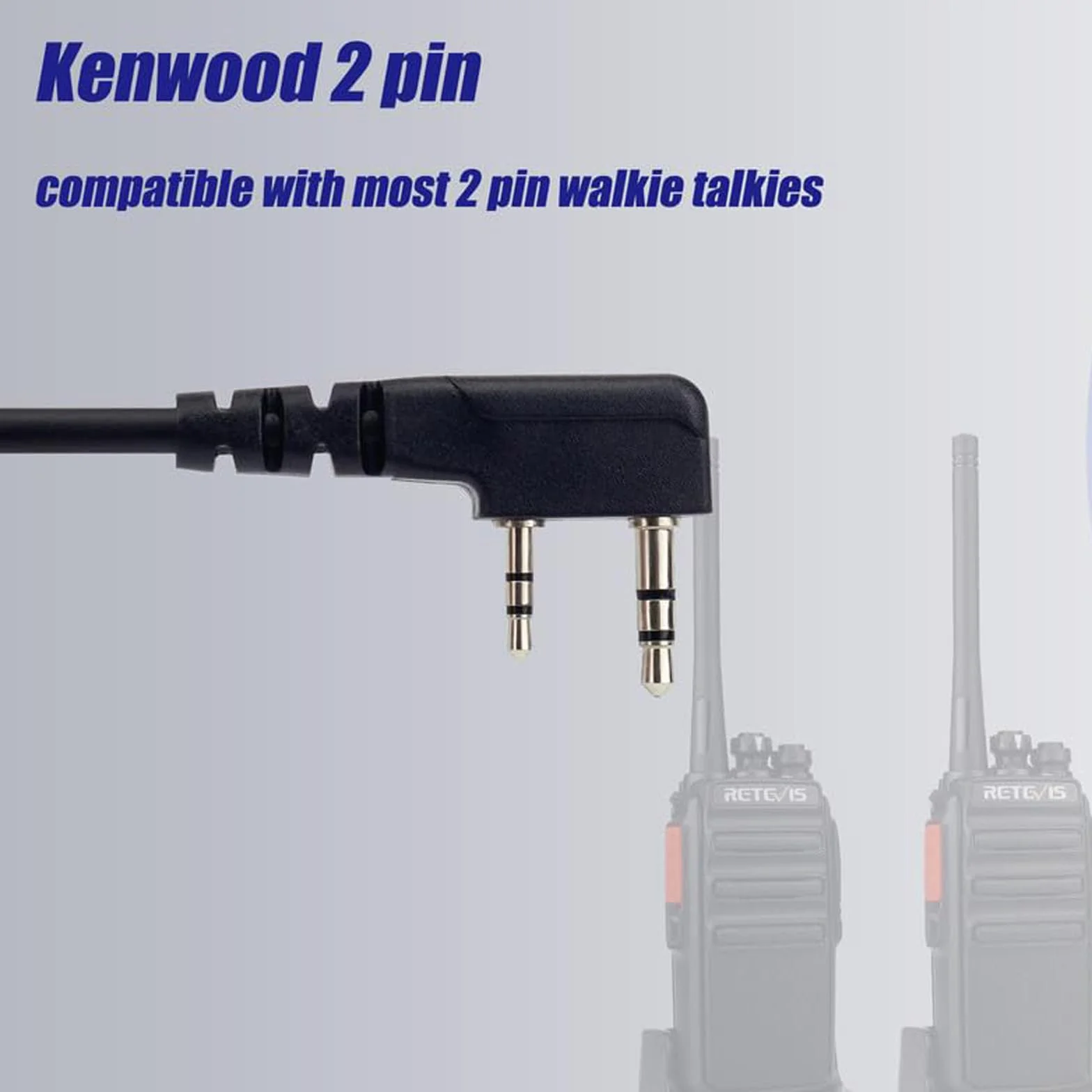 Retevis Kabel do programowania USB, wbudowany chip, 2-pinowy kompatybilny z Walkie Talkie RT24 RT27 RT622 RT668 RT5R RA79 H777 Tid Radio Baofeng UV-5R GT-18 Quansheng UVK5 (1 szt.)