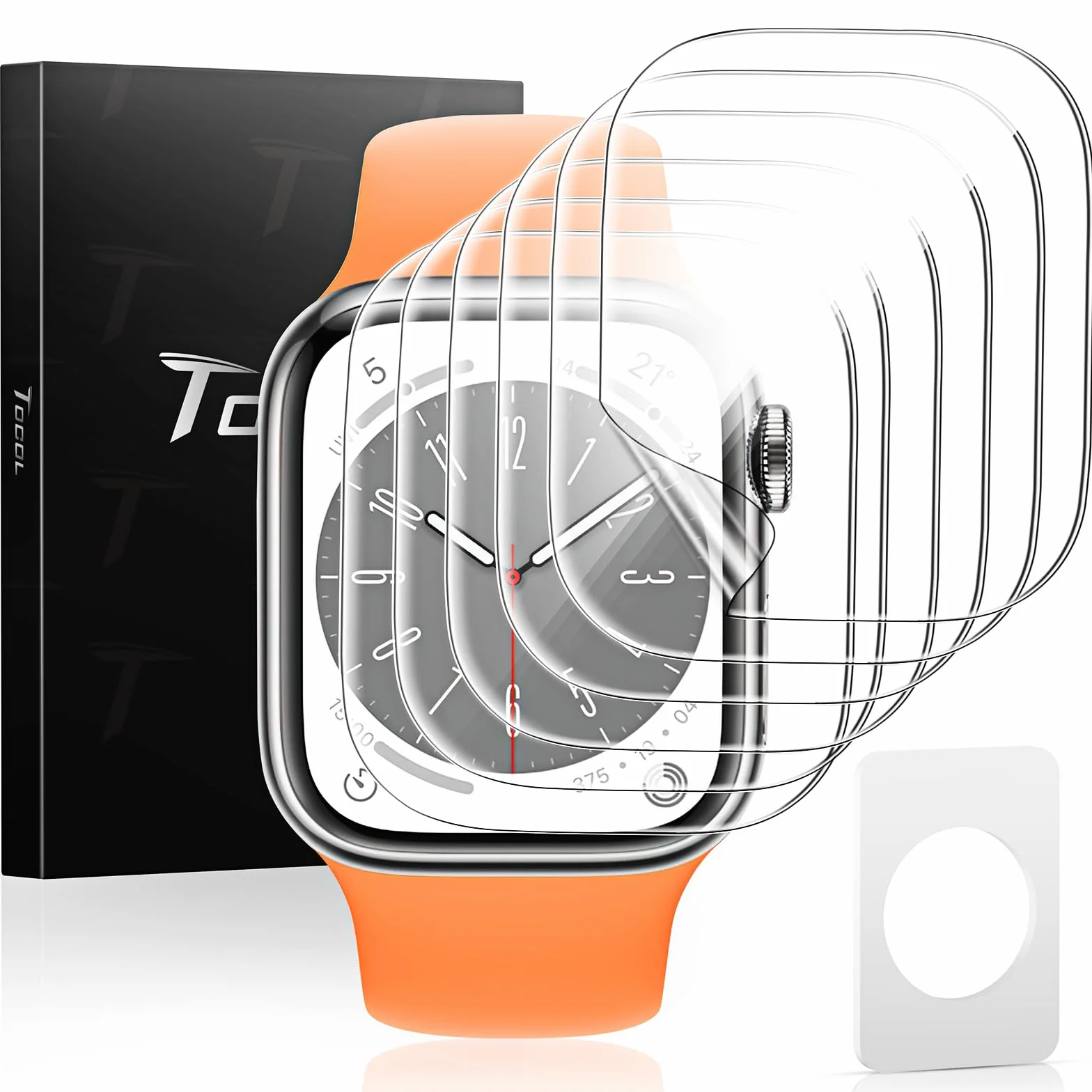 TOCOL 6 Sztuki Ochraniacz Ekran do Apple Watch SE 3 2 1,Series 6 5 4 44mm, Odporna na Zarysowania Folia z TPU, Przezroczysta Folia HD Bez Pęcherzyków Powietrza, Folia Ochronna do Apple Watch 44mm