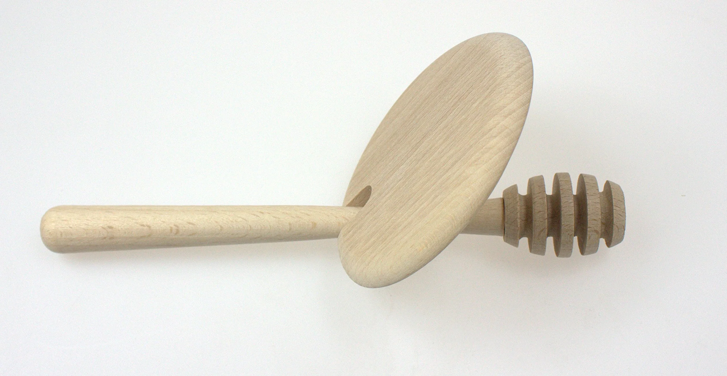 EFO Drewniana łyżka do miodu, 18 cm, miód, spirala do płynnego mżawienia syropu i karmelu, dozownik z pokrywką