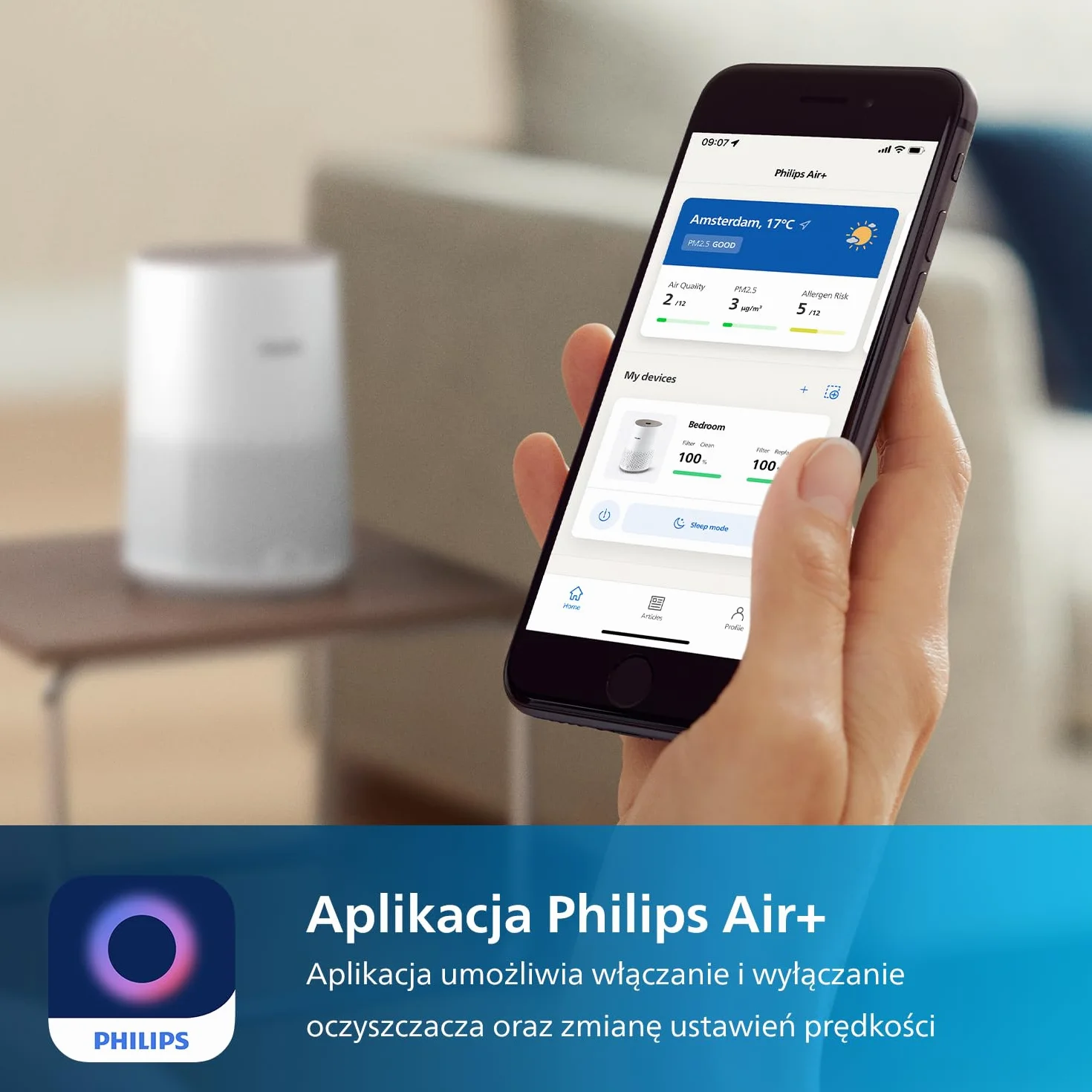 Philips Oczyszczacz Powietrza Serii 600, HEPA, 44m², Biały AC0650/10
