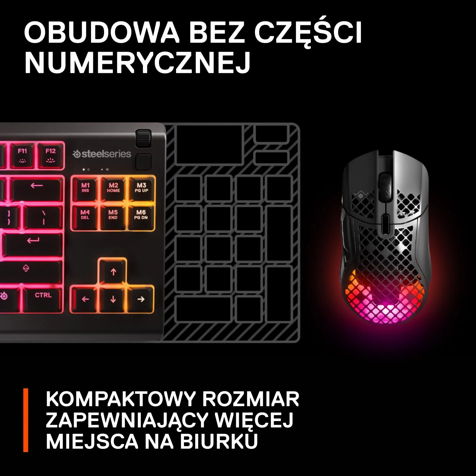 SteelSeries Apex 3 TKL - RGB Gaming Keyboard - Kompaktowa e-sportowa obudowa bez części numerycznej - 8-strefowe podświetlenie RGB - Amerykański układ QWERTY