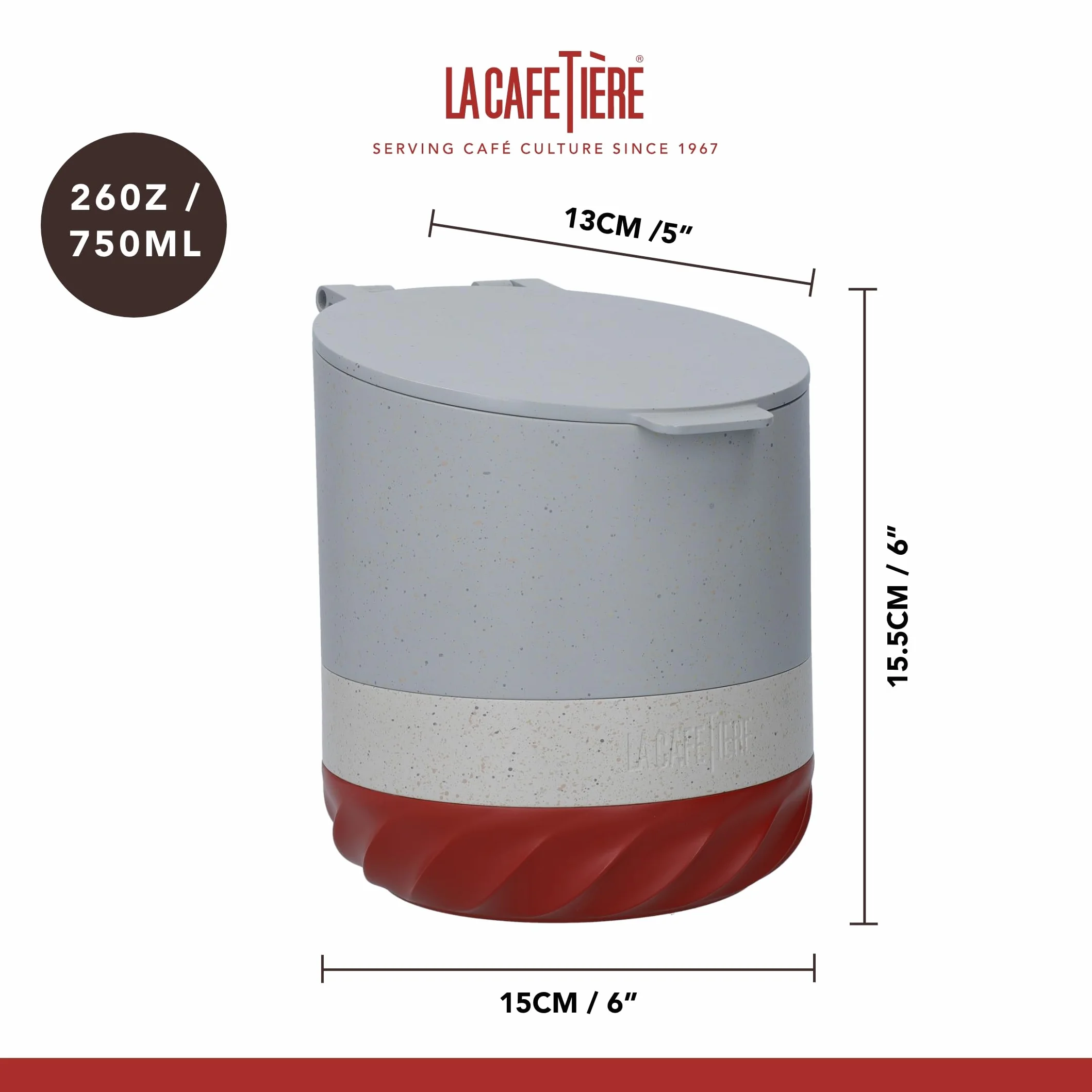 La Cafetière Renew Kompostownik i pojemnik na fusy, pojemnik na fusy z espresso o pojemności 750 ml z wyjmowaną listwą uderzeniową i antypoślizgową podstawą