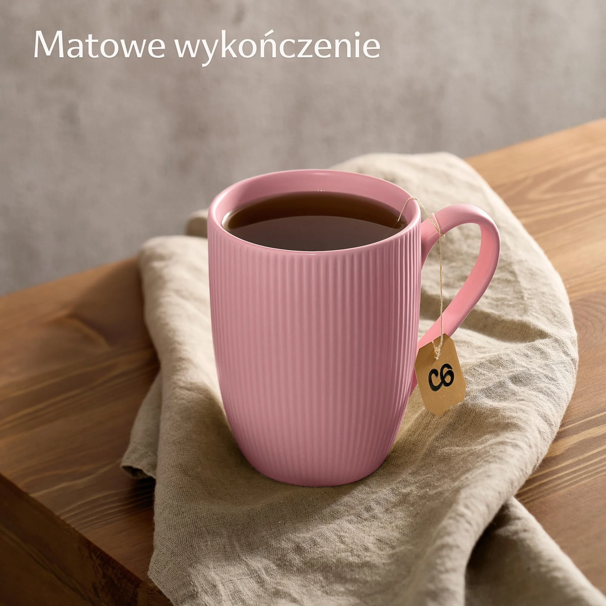 Cosumy Kawałki Zestaw 6 Pastelowych Kubków do Kawy - Unikalny wzór w paski - Matowy wygląd i ceramiczny kształt - Można używać w kuchence mikrofalowej - Można myć w zmywarce