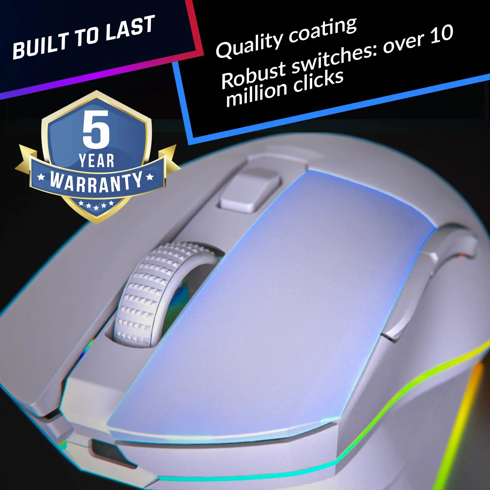 KLIM Blaze Pro Bezprzewodowa Mysz Gamingowa RGB 6000 DPI Czujnik Wysokiej Precyzji Biała