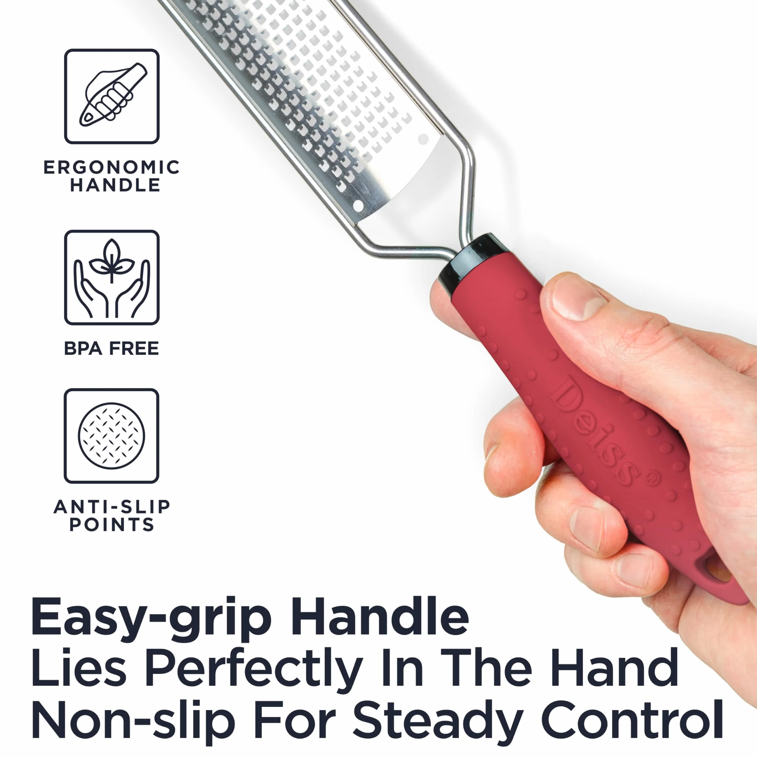 Deiss PRO Citrus Zester & Tarka do sera - Parmezan, Cytryna, Imbir, Czosnek, Czekolada, Warzywa, Owoce - Ostre jak brzytwa ostrze ze stali nierdzewnej - Przystosowane do mycia w zmywarce