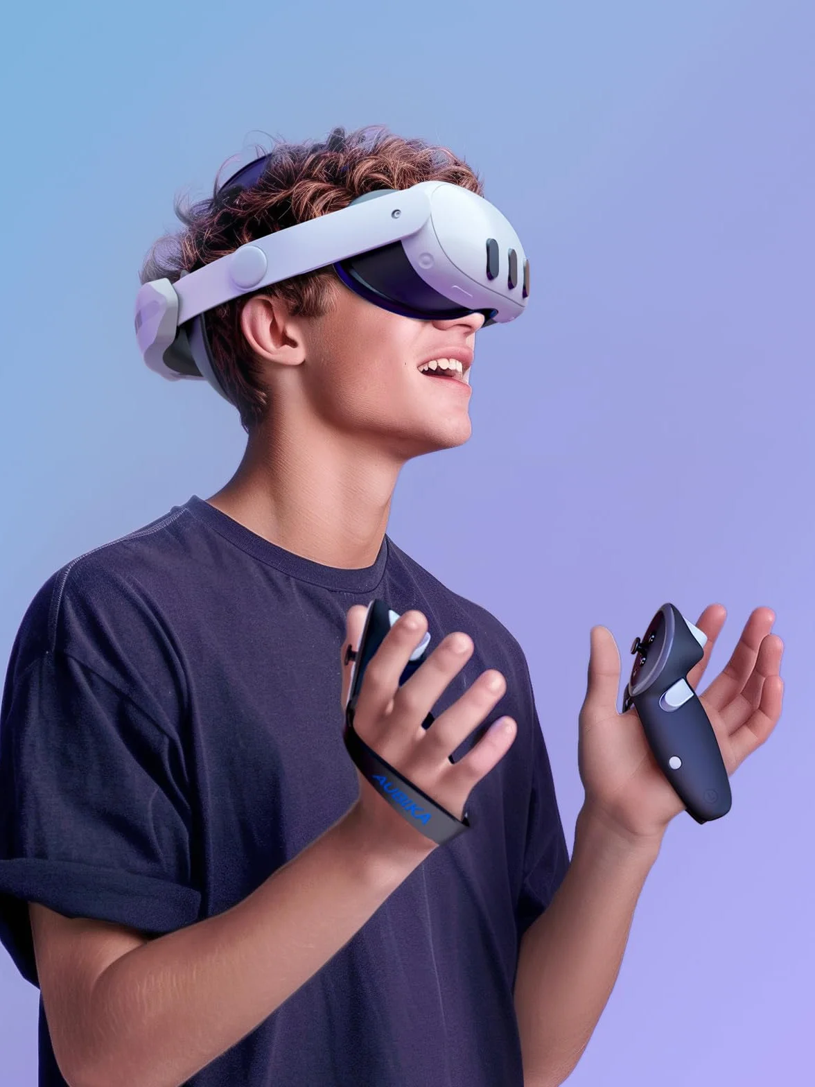 Aubika Osłona uchwytu kontrolera do Quest 3S, Oculus Quest 3 uchwyty, akcesoria, z 2 zapasowymi bateriami, ochrona w VR