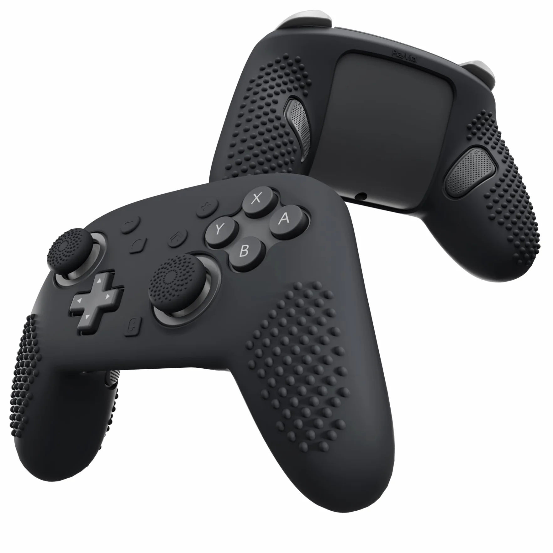 PlayVital Osłona Ochronna do Switch 2 Pro Etui Uchwyt Kontrolera Pokrowiec Silikonowy do Switch 2 Pro z Nakładkami na Przyciski/Joysticki i Naklejkami,Antypoślizgowa Osłona Kontrolera–Czarna