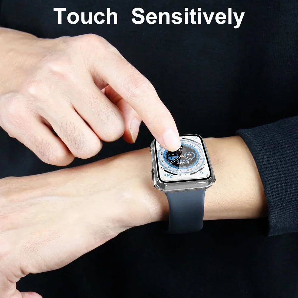 OFFCUP 2 szt. etui kompatybilne z Apple Watch serii 6 SE 5, 4, 40 mm, ultracienkie przezroczyste szkło hartowane do iWatch serii 6, SE, 5, 4