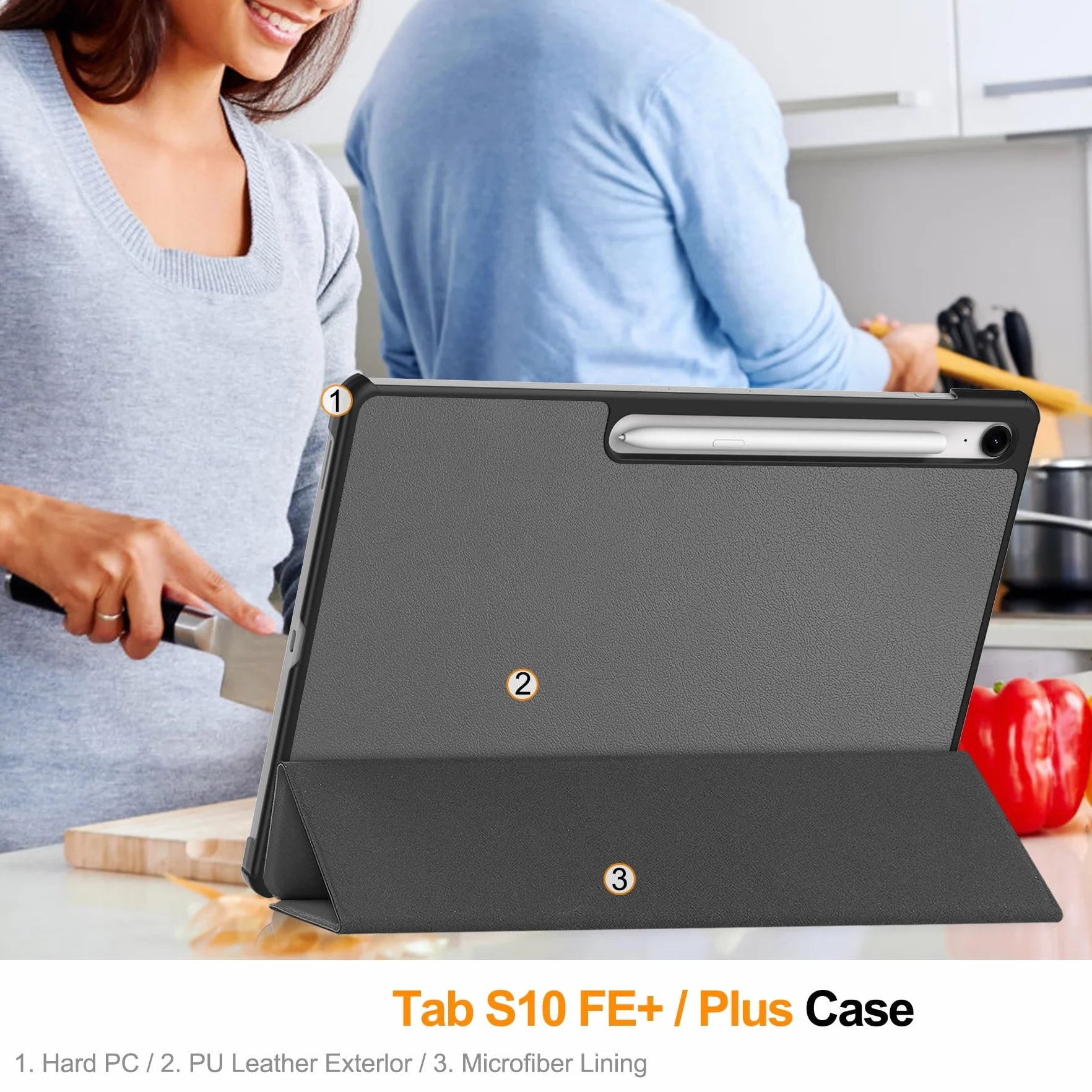 Etui na Tablet PC Kompatybilny z Samsung Galaxy Tab S10 FE Plus/S10 FE+ 13,1 cala X620 / X626B Etui na tablet Tri-Fold Multi-Viewing Angle, Lekkie etui ochronne Twarda obudowa PC, Automatyczne wybudza