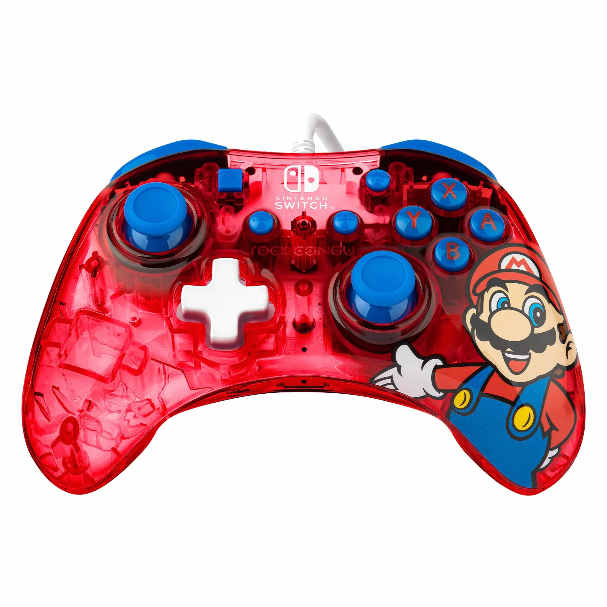 PDP Rock Candy przewodowy Gaming Switch Pro kontroler - Mario - Czerwony - Official License Nintendo - OLED/Lite Compatible, Compact, Durable Travel kontroler