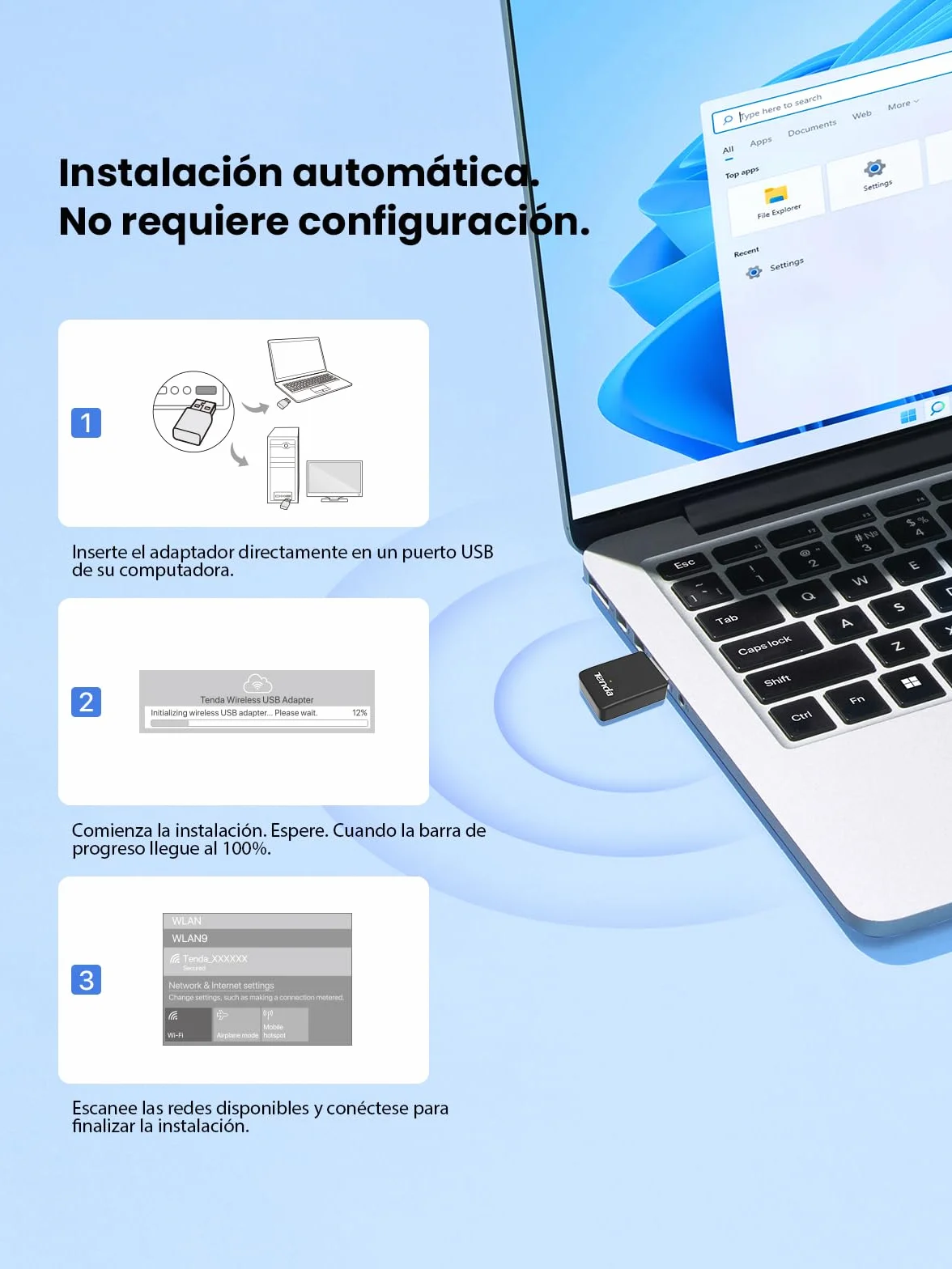 Tenda AX900 Wi-FI 6 Dongle Wi-FI - Dwuzakresowy bezprzewodowy adapter USB do PC/biura/laptopa - mały rozmiar - Plug & Play - USB2.0 - miękki tryb AP-obsługuje Windows 7/10/11/Linux 3.10+/UOS(U11)