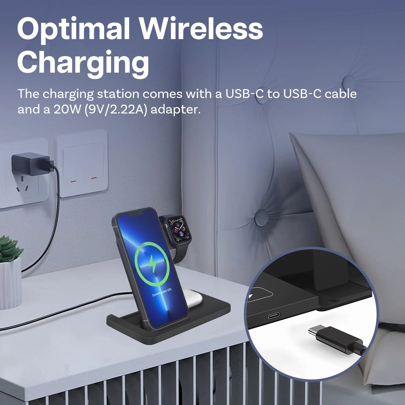 Bezprzewodowa Ladowarka do iPhone, Apple Watch i AirPods by MMOBIEL – 18W Bezprzewodowa Stacja Ladująca 3 w 1 MagSafe - Stacja Dokująca do Szybkiego ładowania - W Zestawie Adapter 20W – Czarny