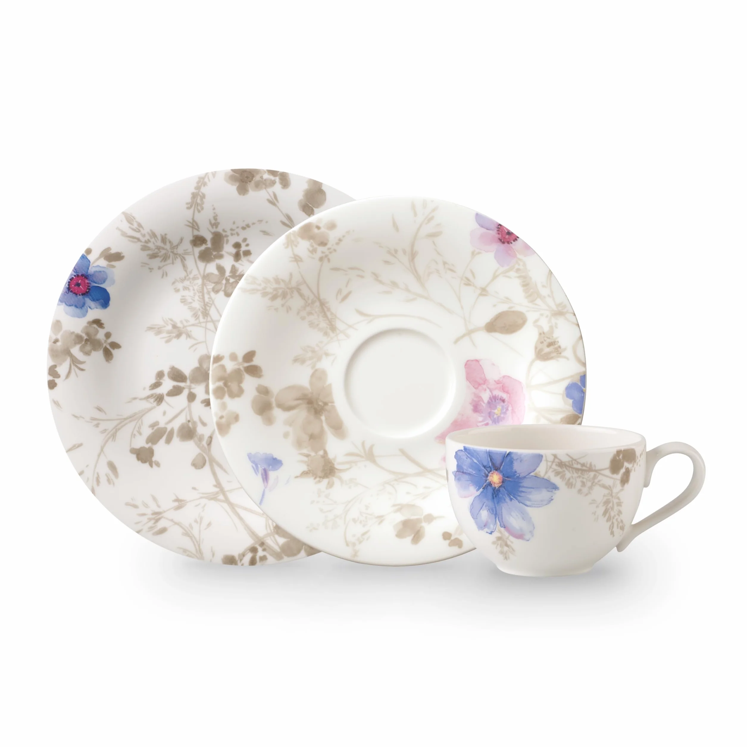 Villeroy & Boch Mariefleur Gris Basic zestaw kawowy 18 elementów Porcelana Premium biały