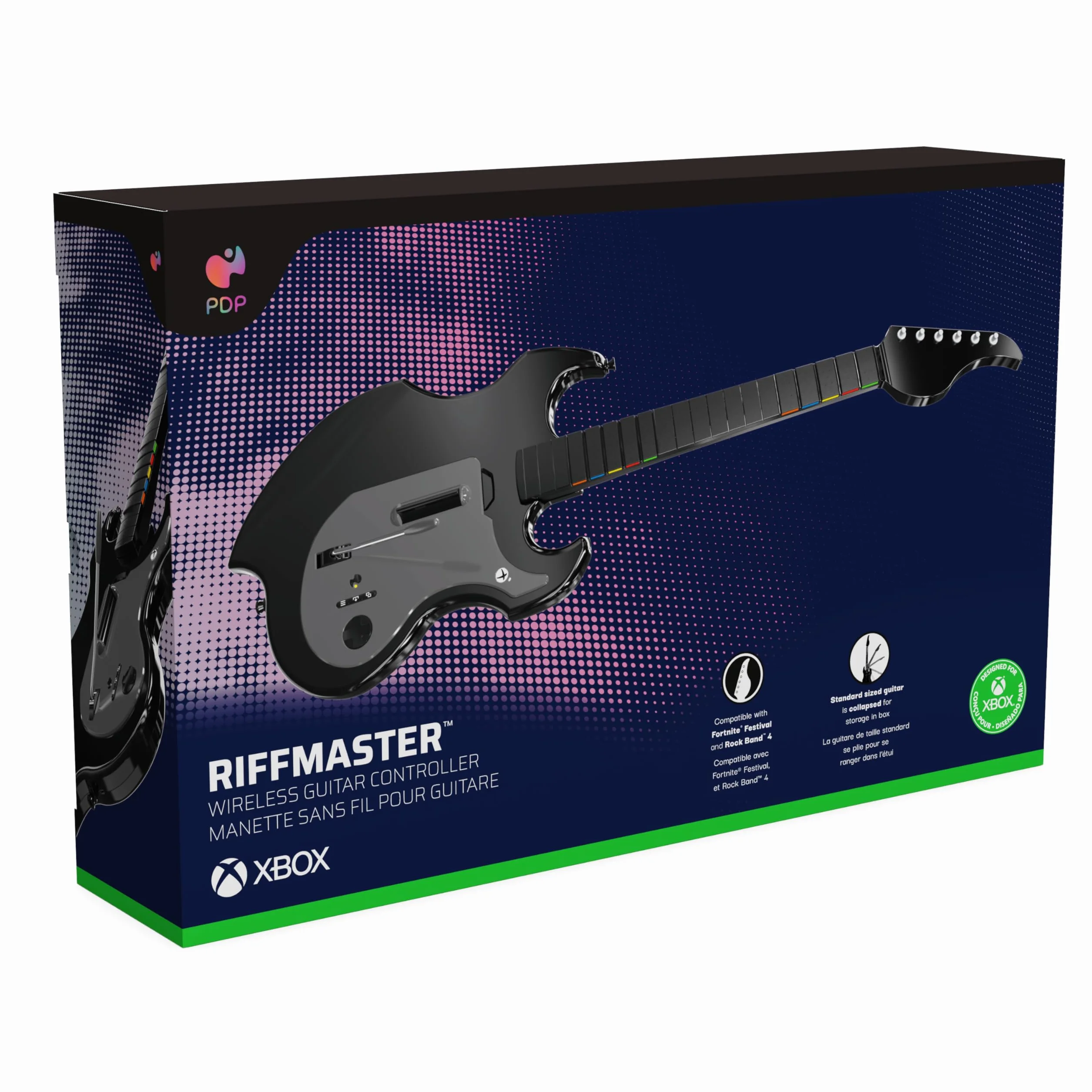 PDP Gaming RIFFMASTER Wireless Guitar Controller for Xbox Series X|S, Xbox One, & Windows 10/11 PC, Czarny i szary