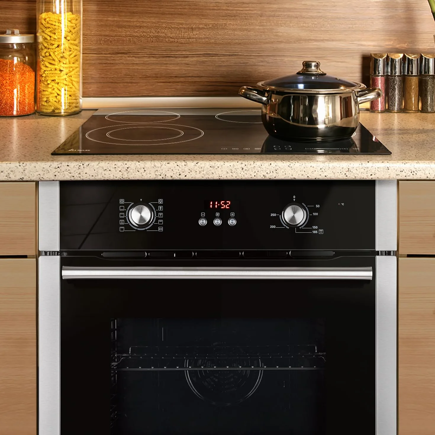 Zestawy kuchenne | 60cm Piekarnik BO8805SS | 59cm Płyta ceramiczna CH5901RL | grill | gorące powietrze | Automatyczny timer | 2-krotneszyby termoizolacyjne | blokada dla dzieci | SET8805CH59RL