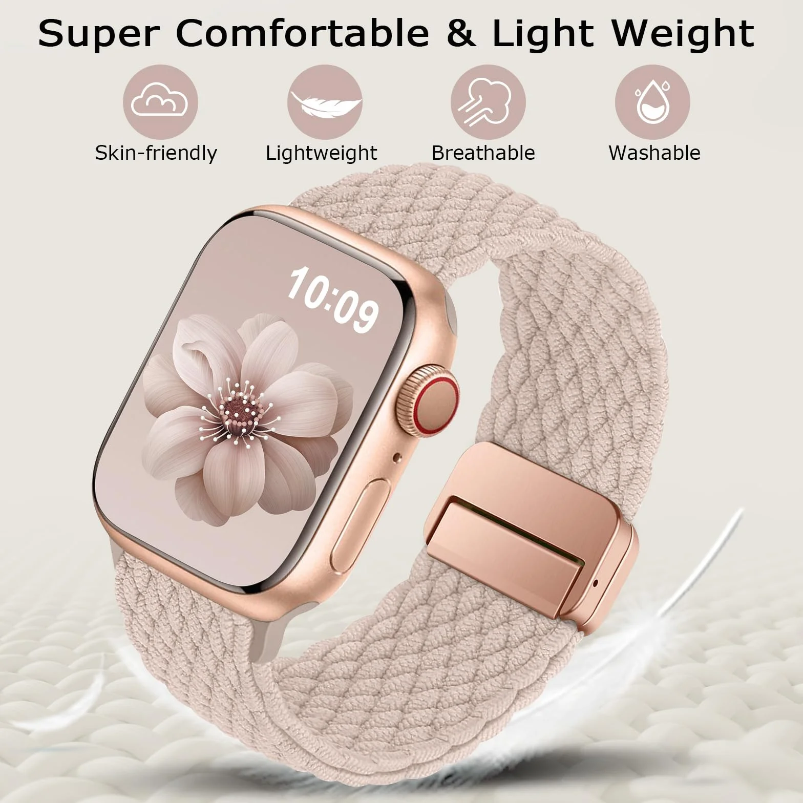 Pleciony pasek kompatybilny z paskami Apple Watch 38, 40 mm, 42 mm i iWatch SE serii 10, 9, 8, 7, 6, 5, 4, 3, 2, 1, elastyczny, z nylonu, dla mężczyzn i kobiet, z magnetycznym zapięciem