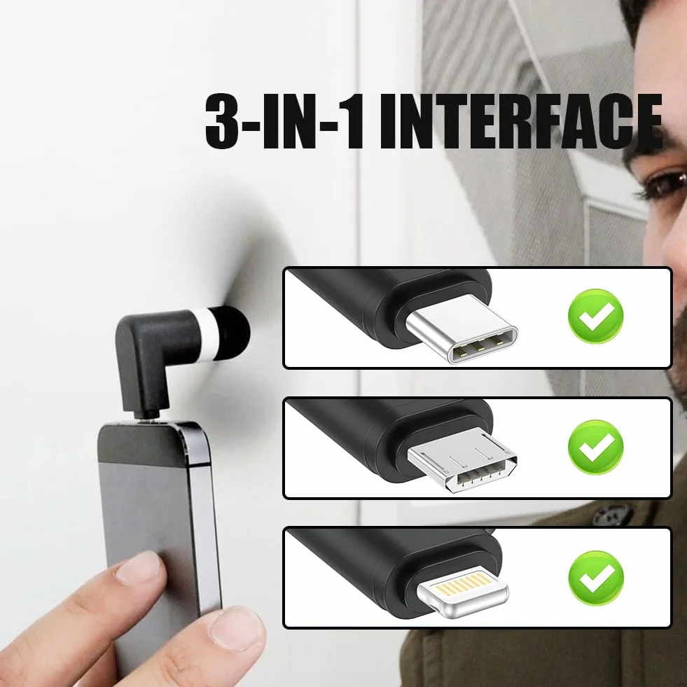Wentylator do telefonu komórkowego, wentylator typu C, przenośny mini wentylator USB 3 w 1, do portu Lightning/USB typu C (czarny, biały, różowy)