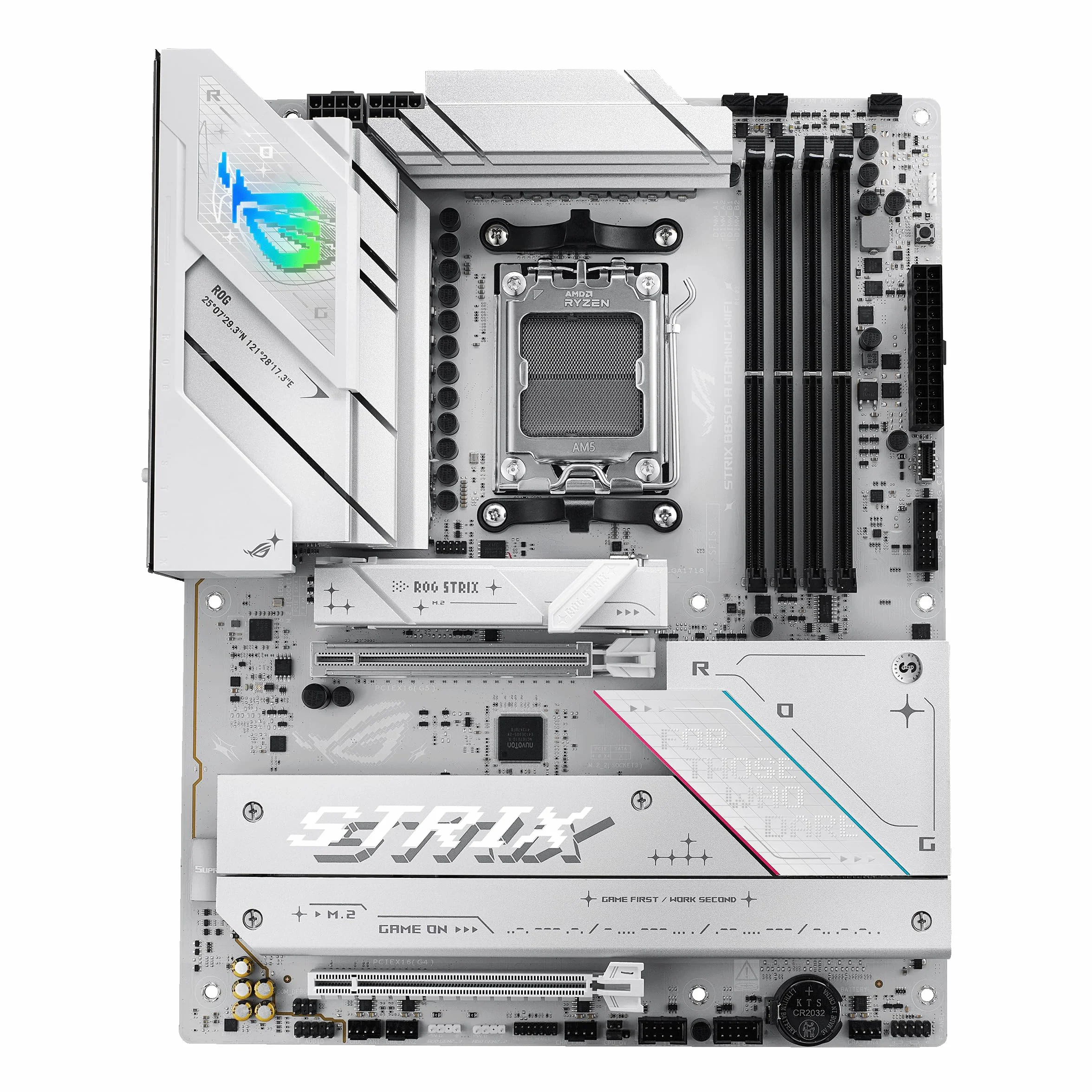 ASUS ROG Strix B850-A do gier WiFi, płyta główna AMD ATX, 14+2+2 fazy zasilania, gniazdo DDR5, PCIe 5.0 z gniazdem Q-Release, 4 gniazda M.2, WiFi 7 z anteną Q, AI Advisor, AI Networking II
