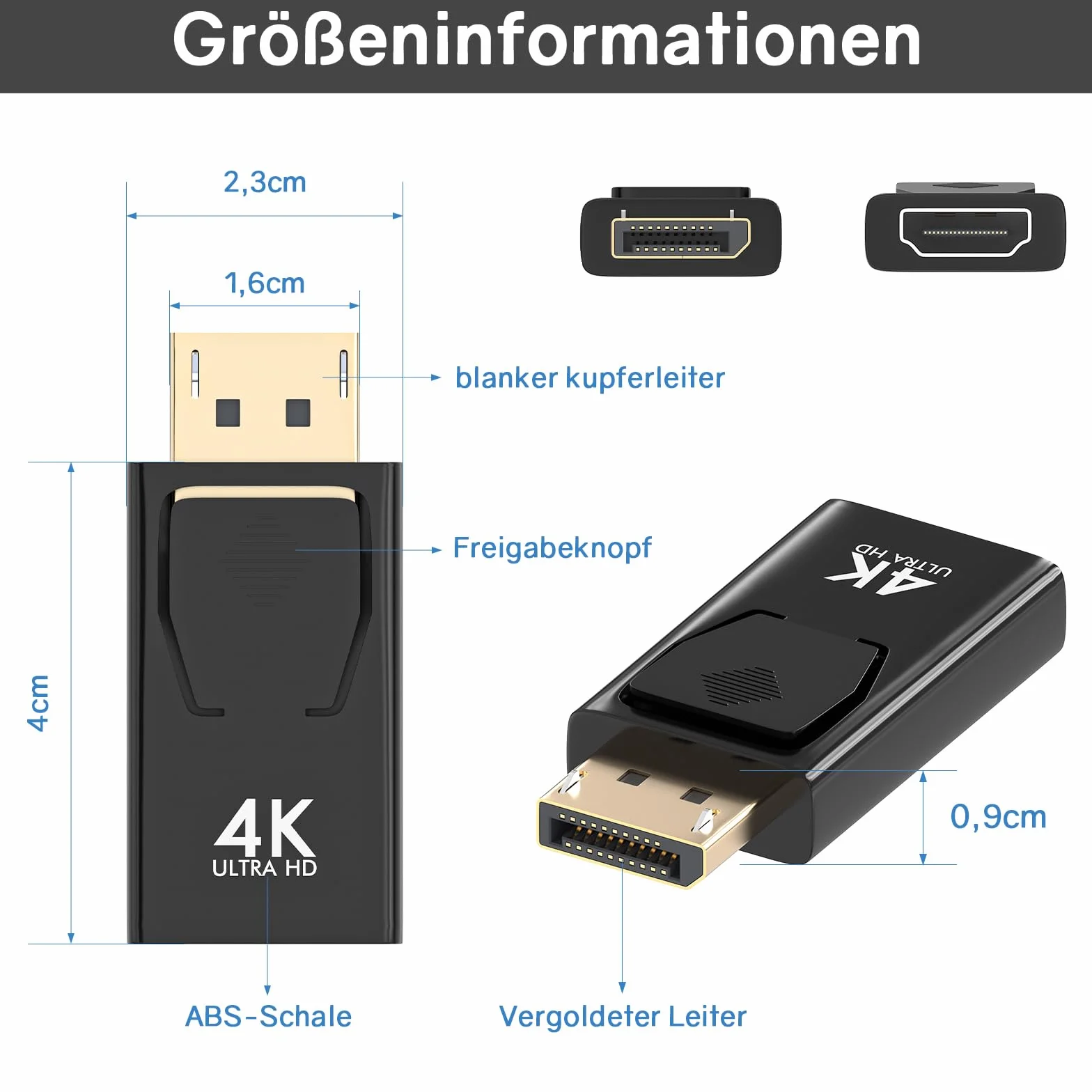 VIEVRE 4K Displayport na HDMI, DP na HDMI, adapter do portu HD z transmisją audio i dobrą rozdzielczością, kompatybilny z monitorem, laptopem, projektorem, telewizorem