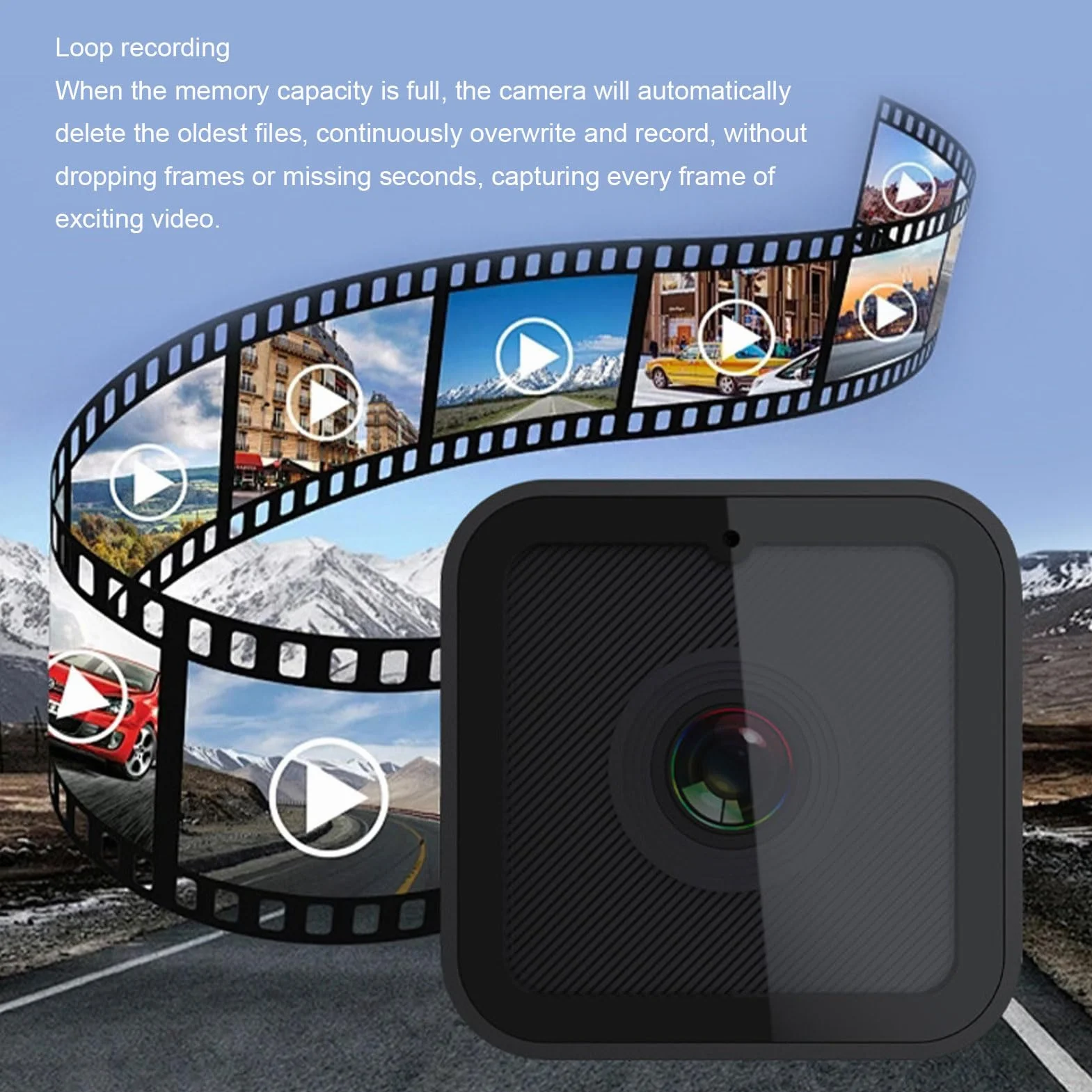 Kamera sportowa Ultra HD 1080P WiFi, szerokokątna kamera sportowa 120°, akcesoria do nagrywania w pętli, zestaw akcesoriów do kasków i akcesoriów rowerowych itp.