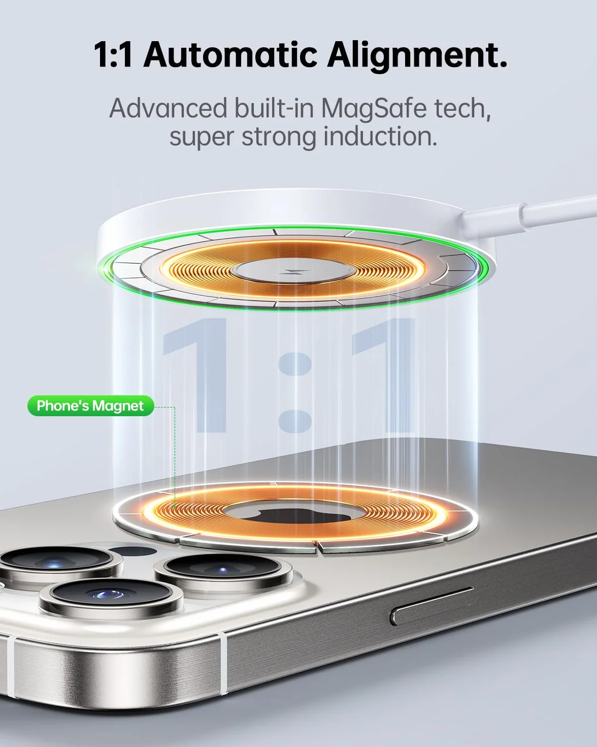 Indukcyjna Stacja Ladująca Kompatybilny z MagSafe Ladowarką, 15W Magnetyczna Bezprzewodowa Podkładka Ladująca Kompatybilny z Apple, Szybka Bezprzewodowa Stacja Ladująca do Telefonu