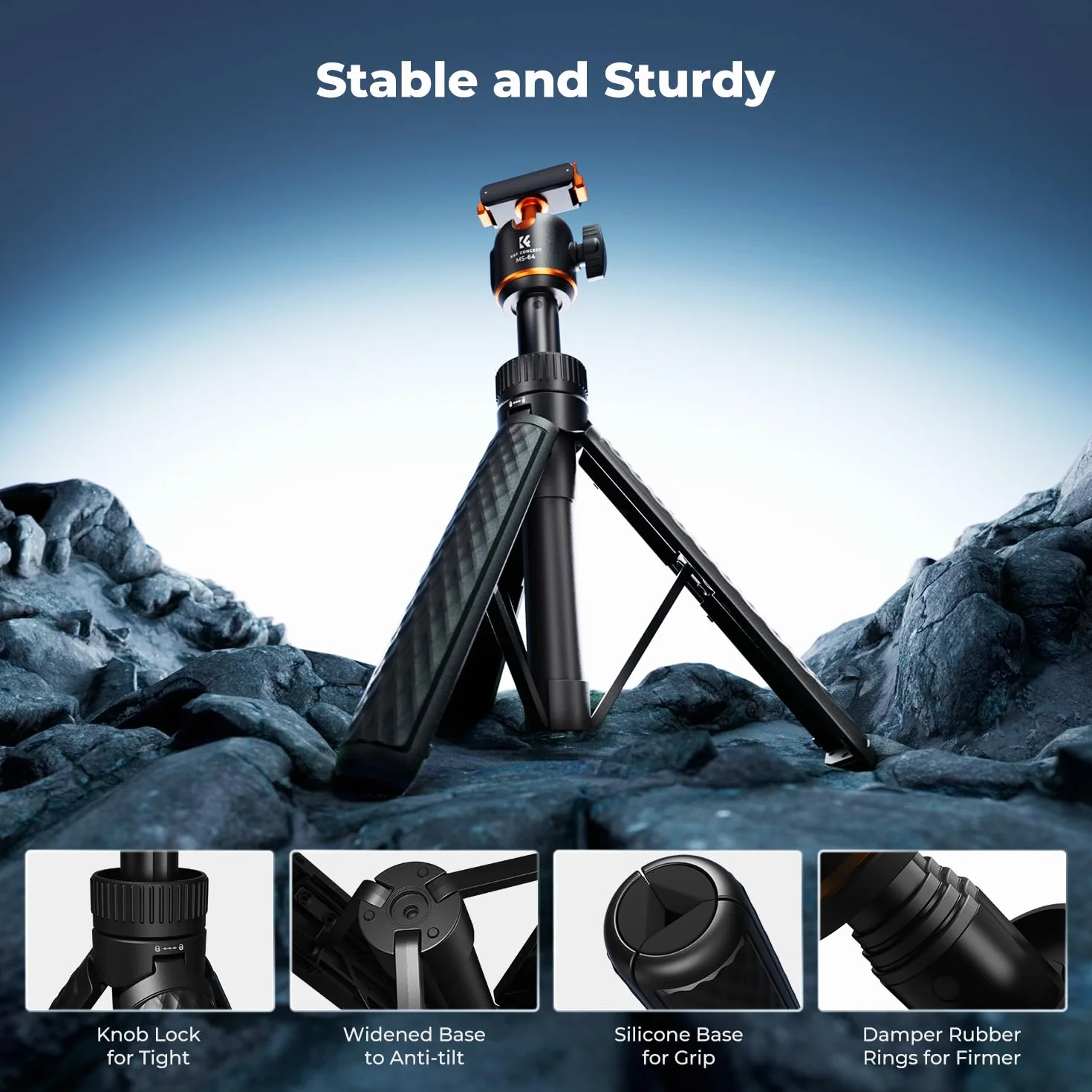K&F CONCEPT Mini statyw do selfie 65 cm do Osmo Nano/Osmo Action 6, magnetyczne szybkie zapięcie, głowica kulowa 360°, wysuwany stojak i akcesoria (180 g, składany do 21 cm)
