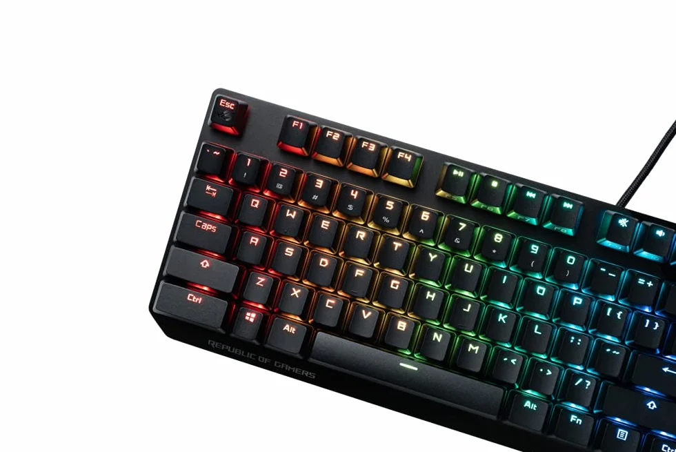 ASUS ROG PBT Keycap Set, Premium, Durable PBT Material Keycaps with Shortened Stems and Mid-Height Profiles, Providing Better Click Stability and Longer Lifespan, UK Layout