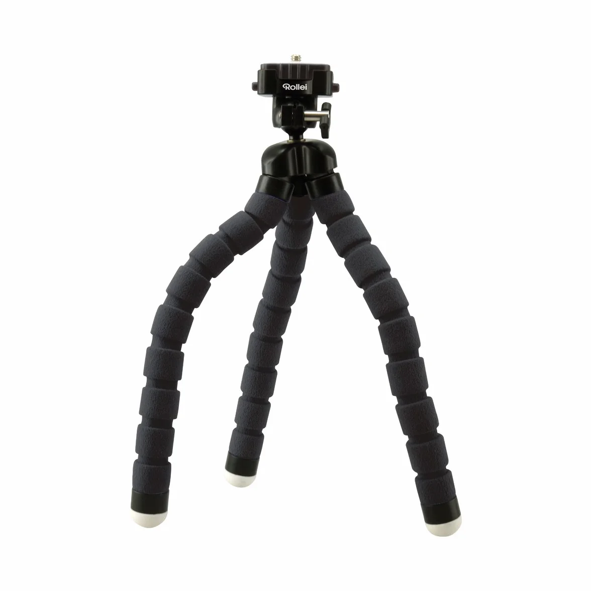 Rollei Monkey Pod - Giętki mini statyw z elastycznymi nogami, maks. wysokość 27 cm - w zestawie głowica kulowa, antypoślizgowe gumowe nóżki i płytka szybkiego montażu - czarny