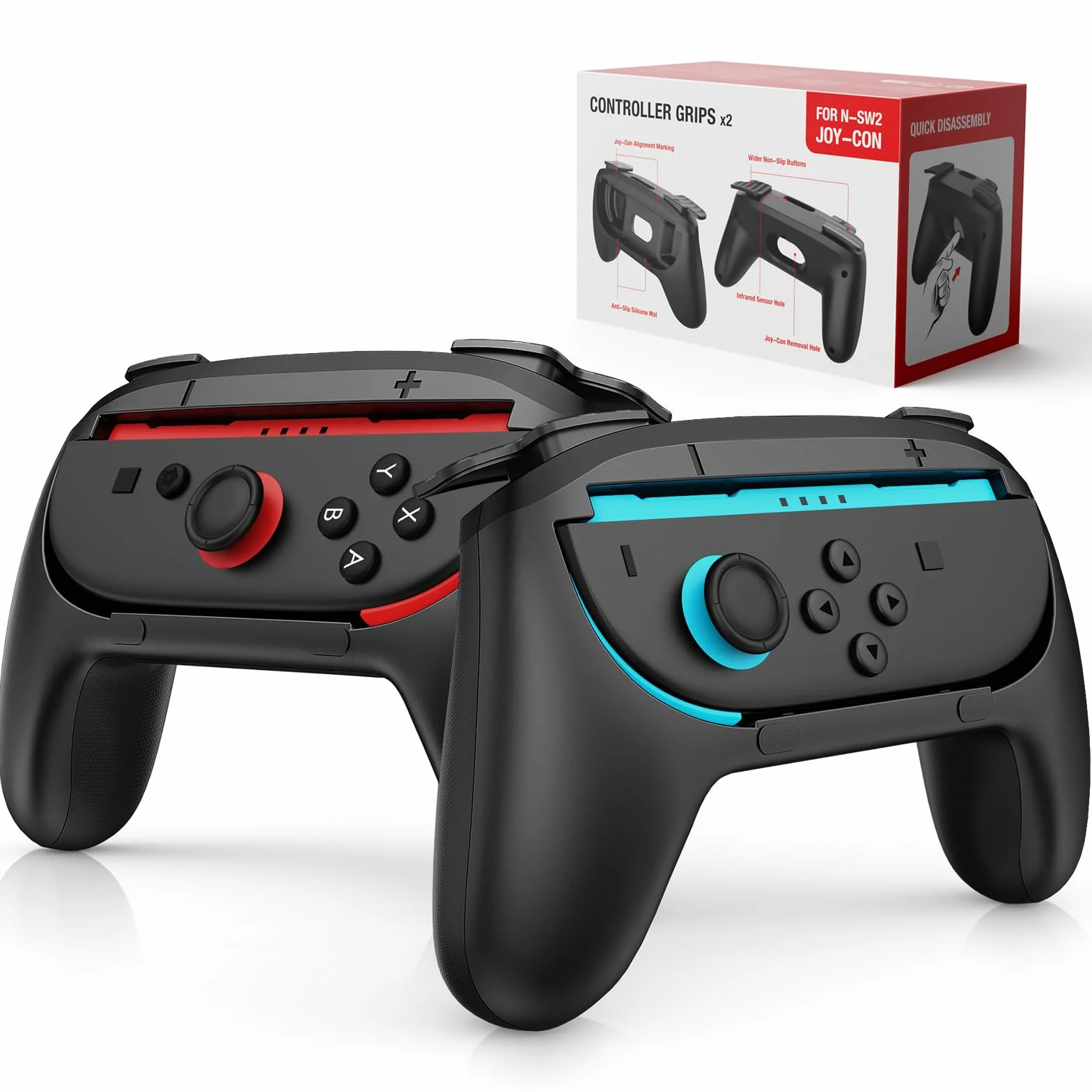 Lmcpa Joy-Con Uchwyty do Nintendo Switch 2 (2025), ergonomiczny, antypoślizgowy zestaw uchwytów, akcesoria do kontrolera Joy Cons, 2 sztuki, czarne