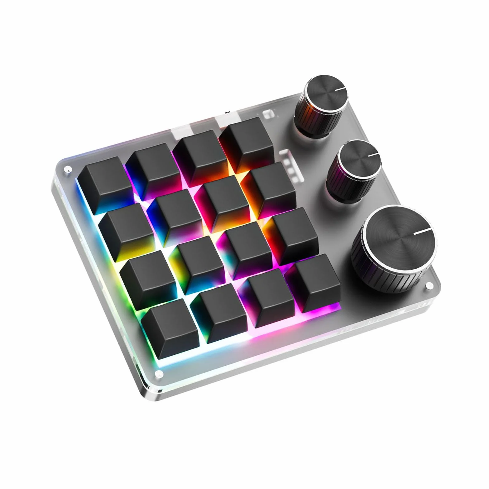 Makro Pad, Klawiatura Makro, Programowalna Klawiatura Dostosowana Do Indywidualnych Potrzeb, 16 Klawiszy, 3 Pokrętła, Regulacja Głośności, Przewodowa TYPE C (BLACK)