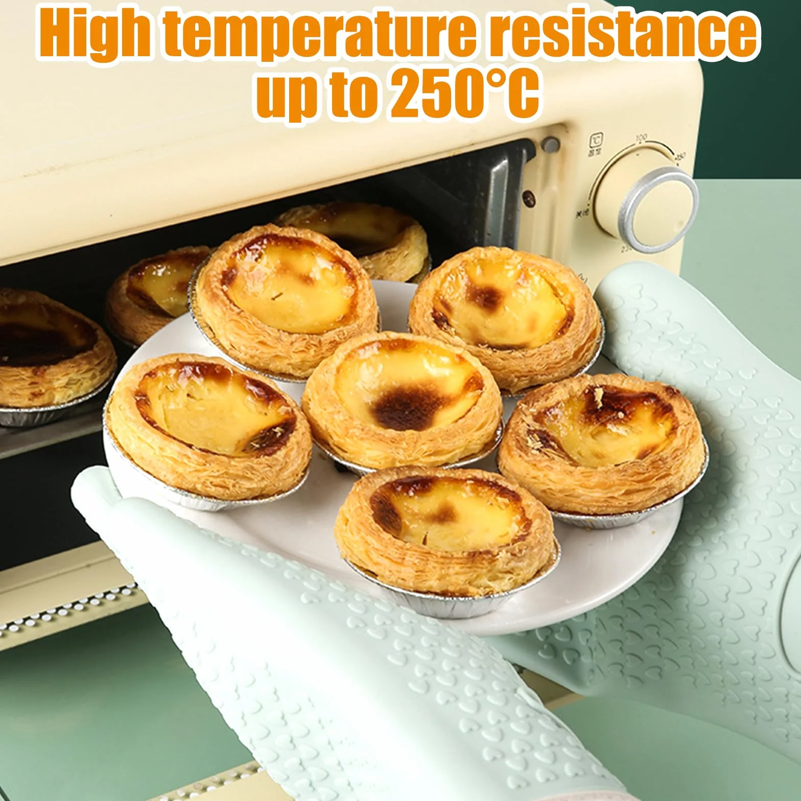 Silikonowe rękawice do pieczenia odporne na temperaturę 250°C antypoślizgowe