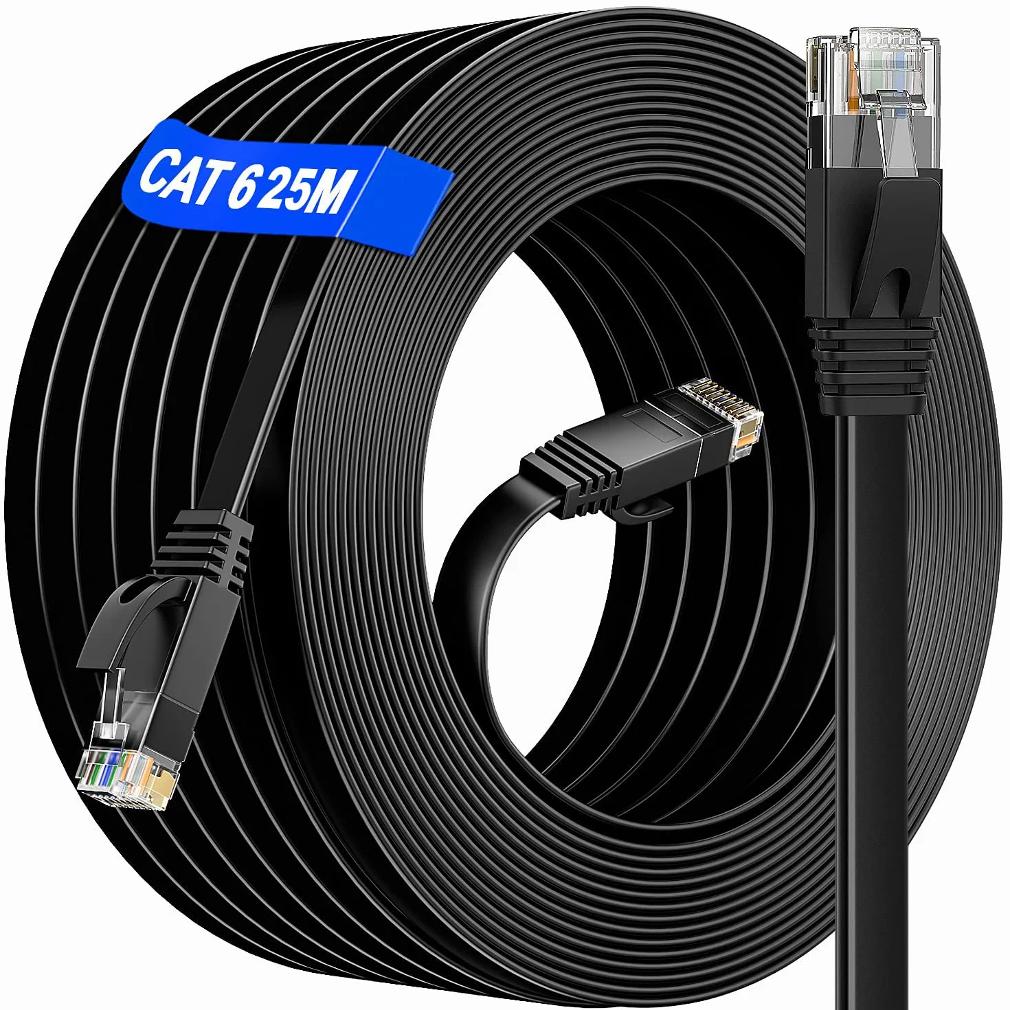 Kabel Ethernet LAN 25m długości CAT 6 kable internetowe wysoka prędkość 1000 Mb/s Gigabit płaski kabel Lan kompatybilny z Cat.5e Cat.6 do PS5 PC przełącznik routera Xbox Smart TV dom biuro sieć biały