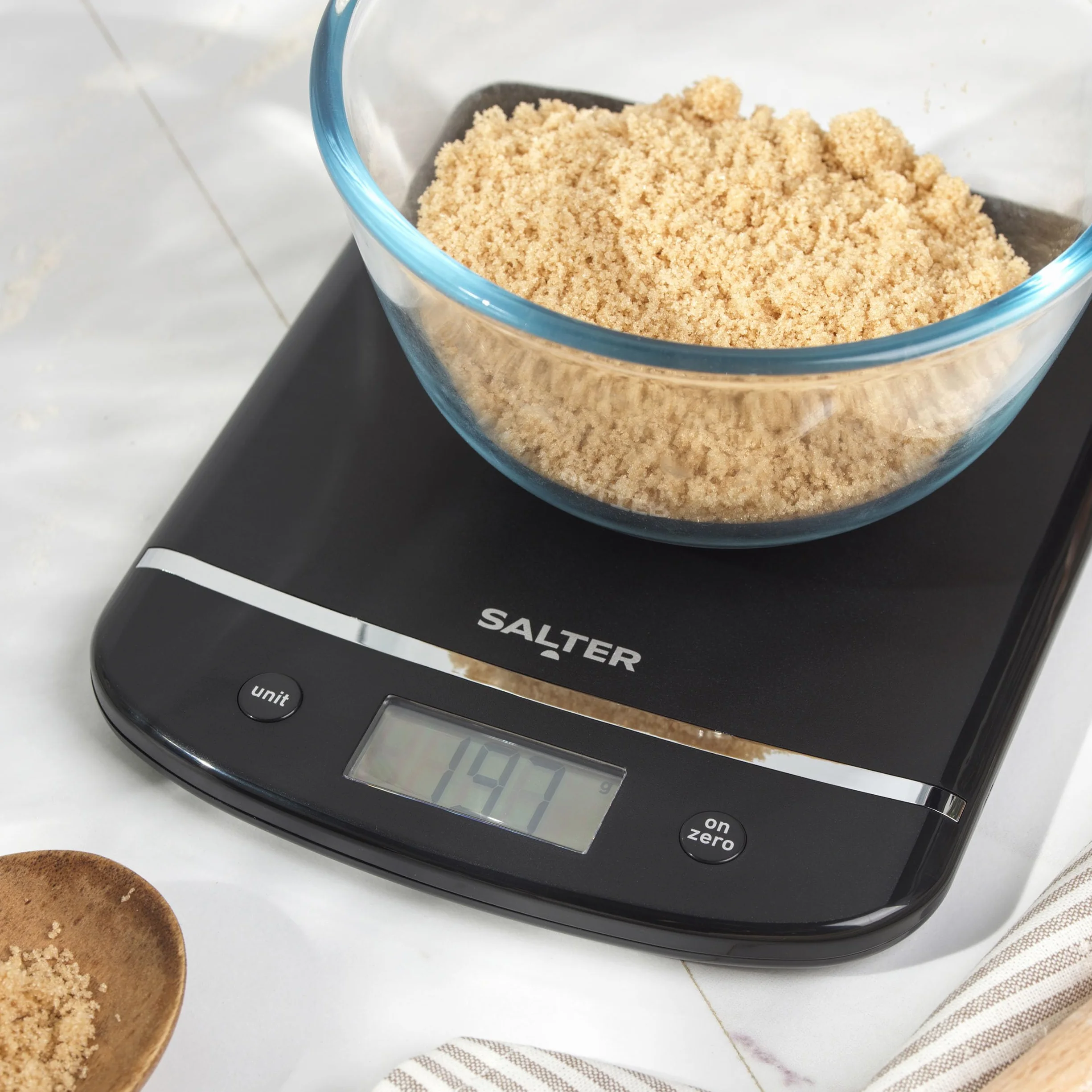SALTER Cyfrowa waga kuchenna, design, maks. obciążenie 5 kg, waga precyzyjna, wyraźny wyświetlacz, funkcja ważenia, funkcja Aquatronic