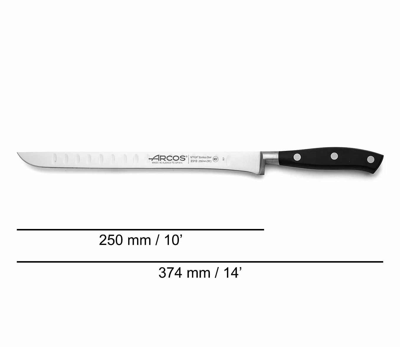 Arcos Riviera zestaw noży do szynki, stal nierdzewna, czarny, 3 sztuki + Cubre Jamón