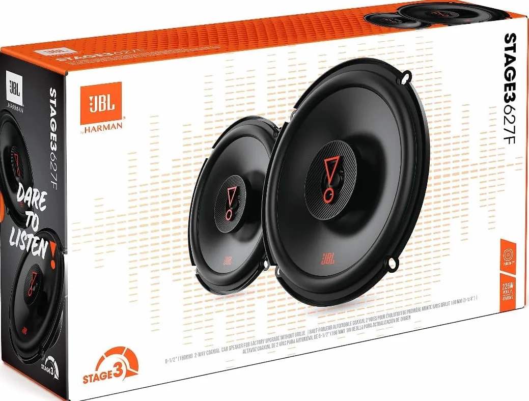 JBL Stage3 627F zestaw głośników samochodowych 16 cm 2-drożny - Harman Kardon 225 W, 2 sztuki, zestaw stereo HiFi, duży, 160 mm - 6,5 cala, bez osłony grilla