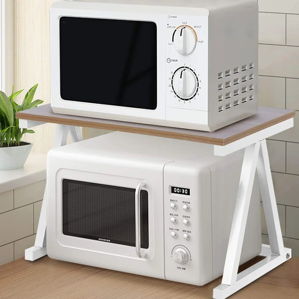 GOTOTOP Drewniany regał do mikrofalówki 57 cm biały