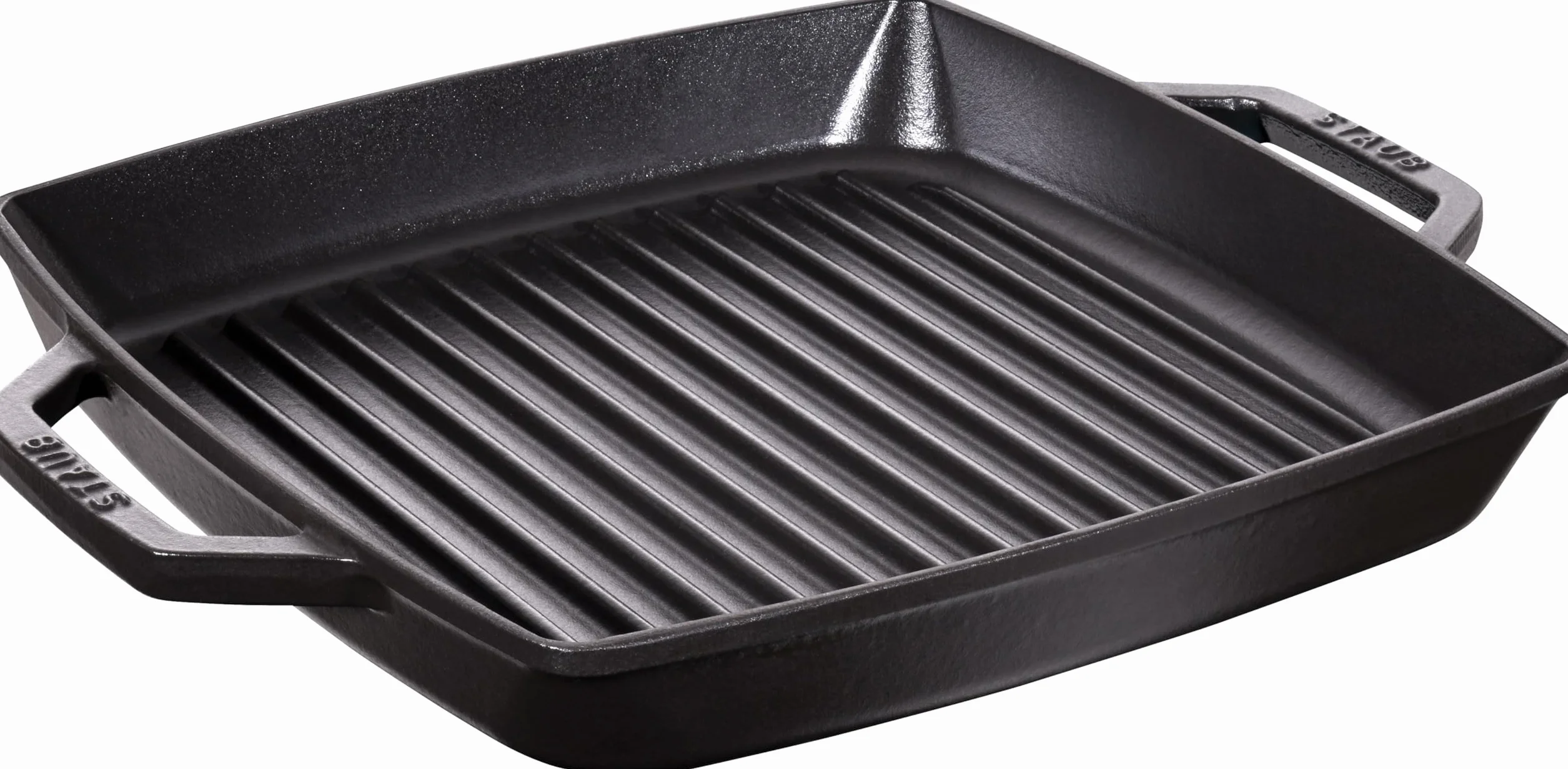 Staub 40511-683-0 Grillpfanne mit zwei Griffen, quadratisch, 28 cm, Gusseisen, schwarz, 39 x 32,5 x 5,0 cm